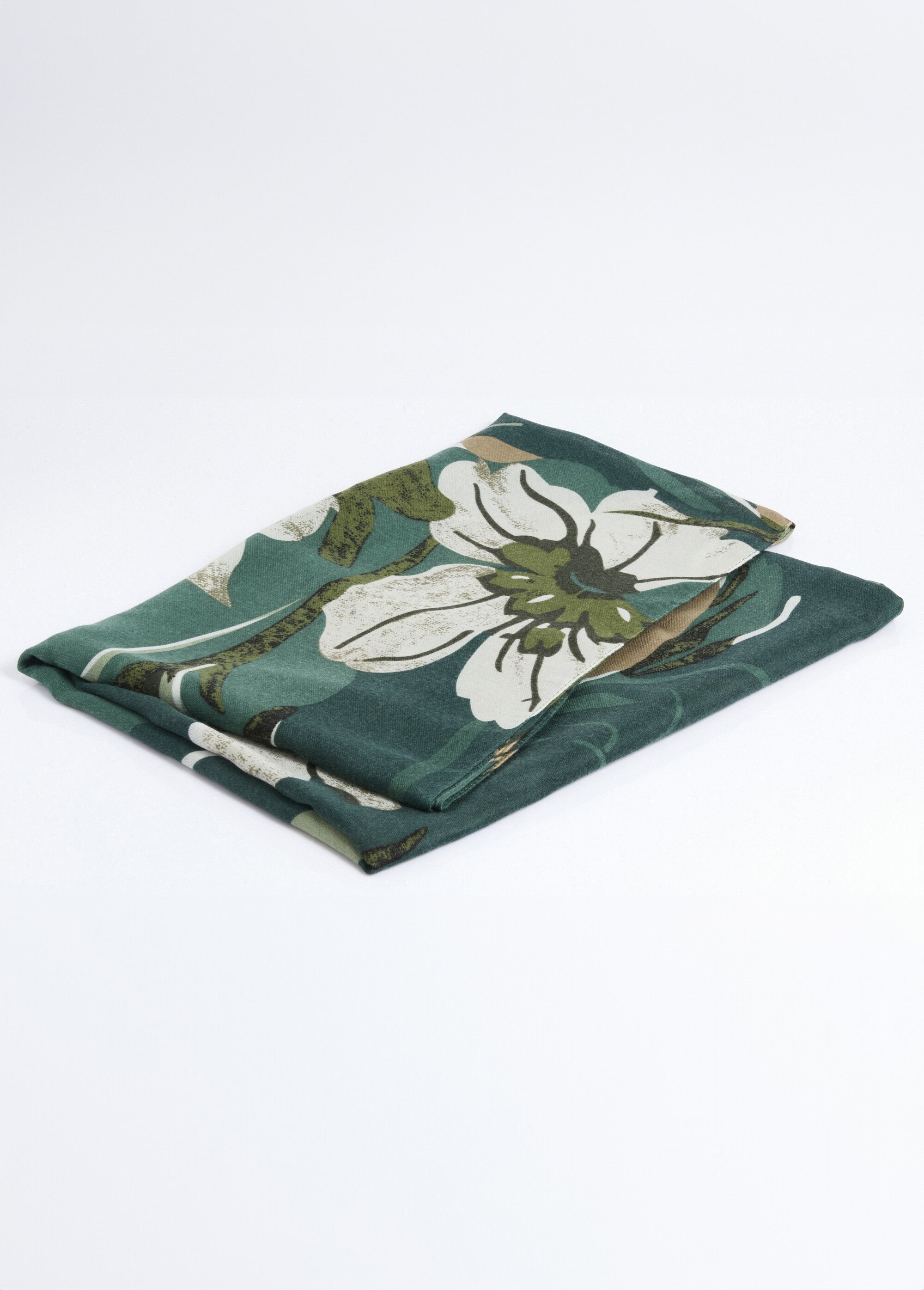 Echarpe fine motif fleuri en camaieu Femme Vert TOPJC25130 DE1