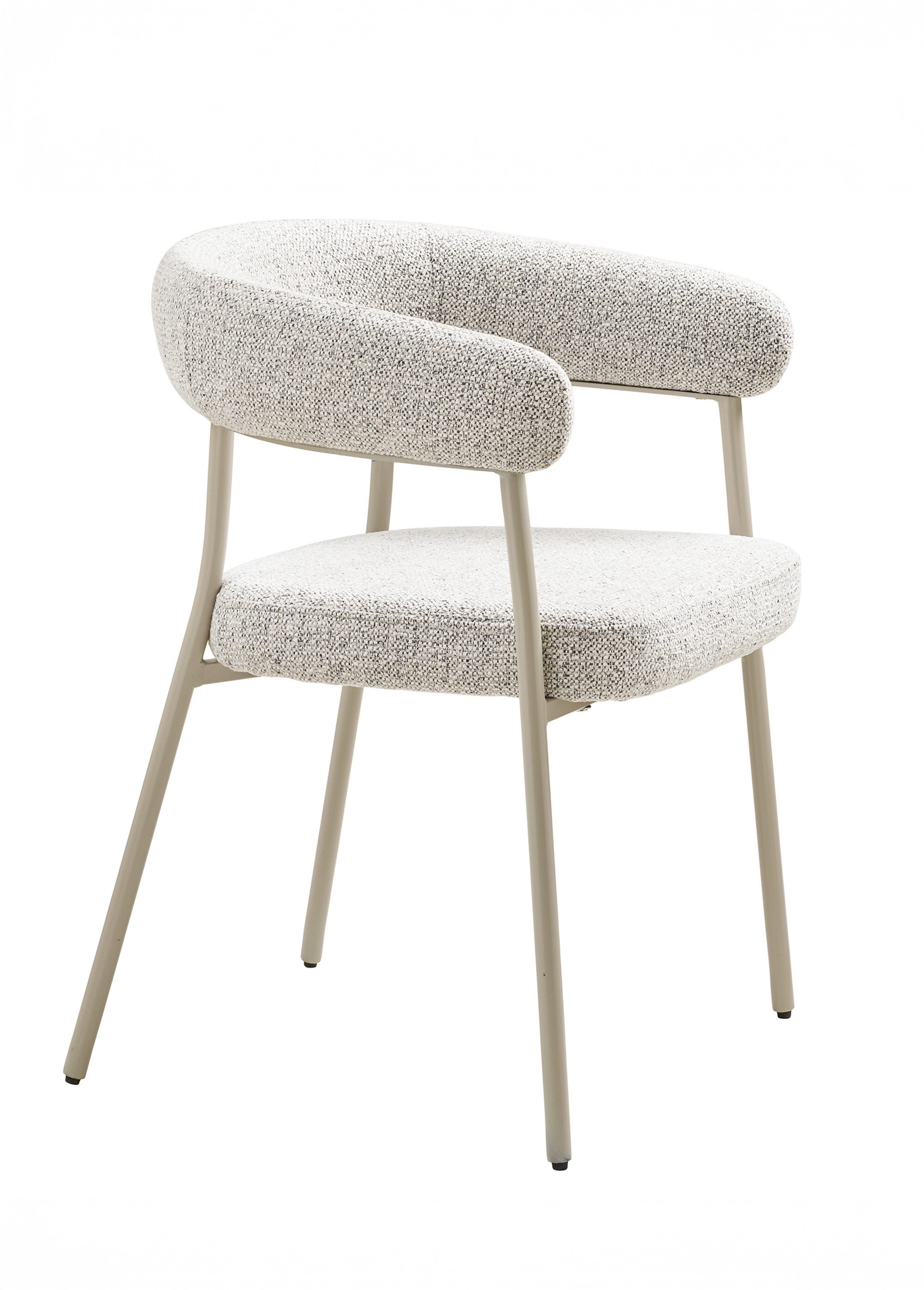 Fauteuil de salle à manger en bouclette BEIGE HN-1001405 DR1