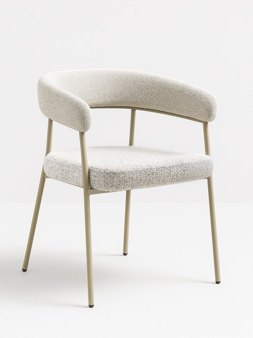 Fauteuil de salle à manger en bouclette BEIGE HN-1001405 FA1