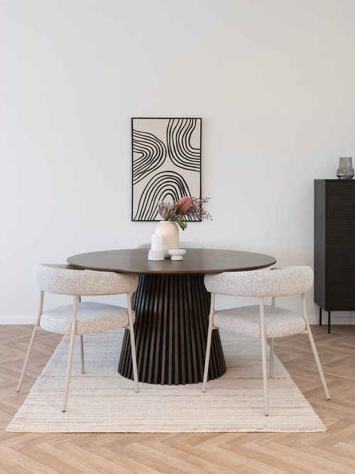 Fauteuil de salle à manger en bouclette BEIGE HN-1001405 SI2