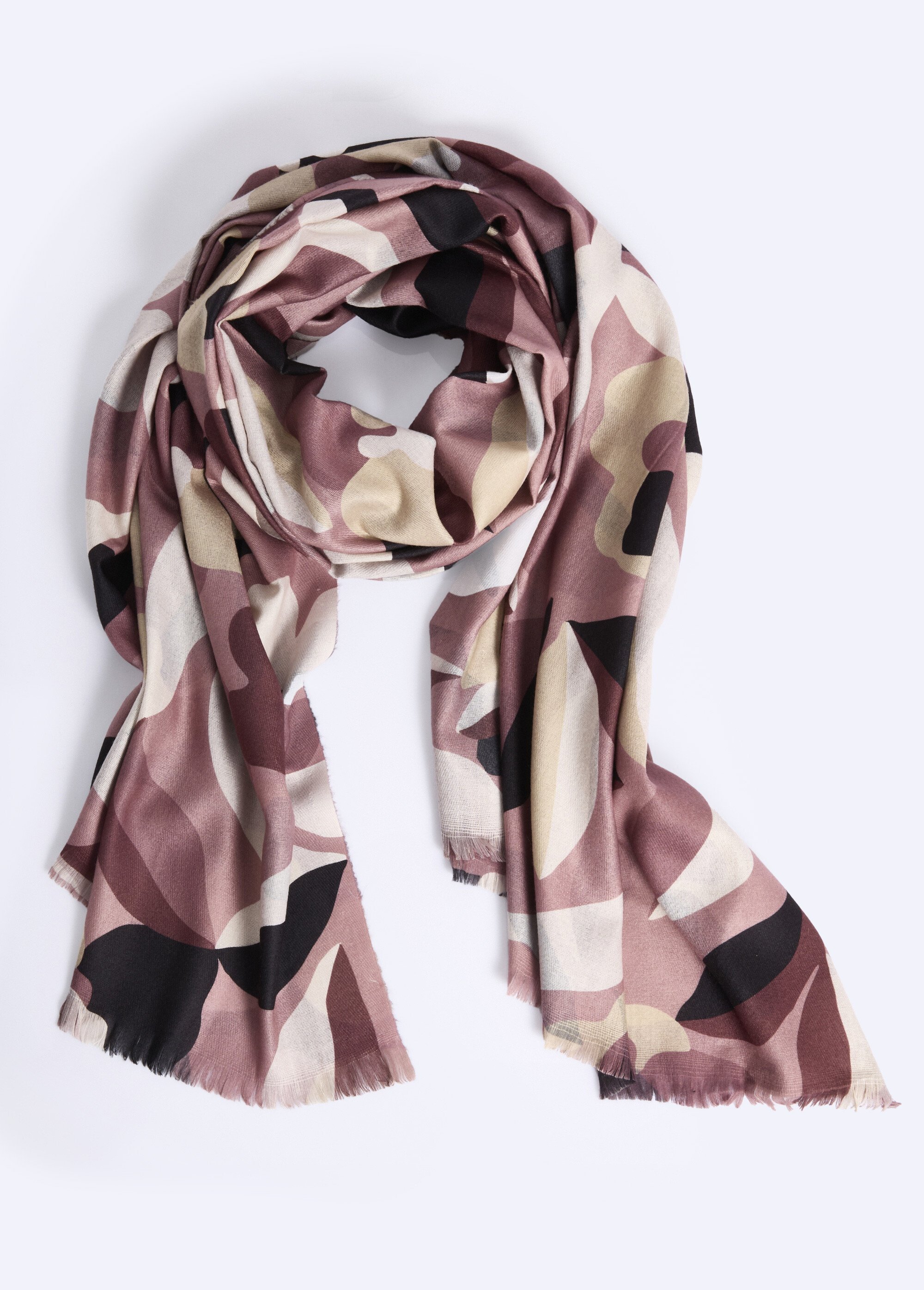 Foulard imprimé fleuri graphique Femme Rose TOPJC25189 FA1