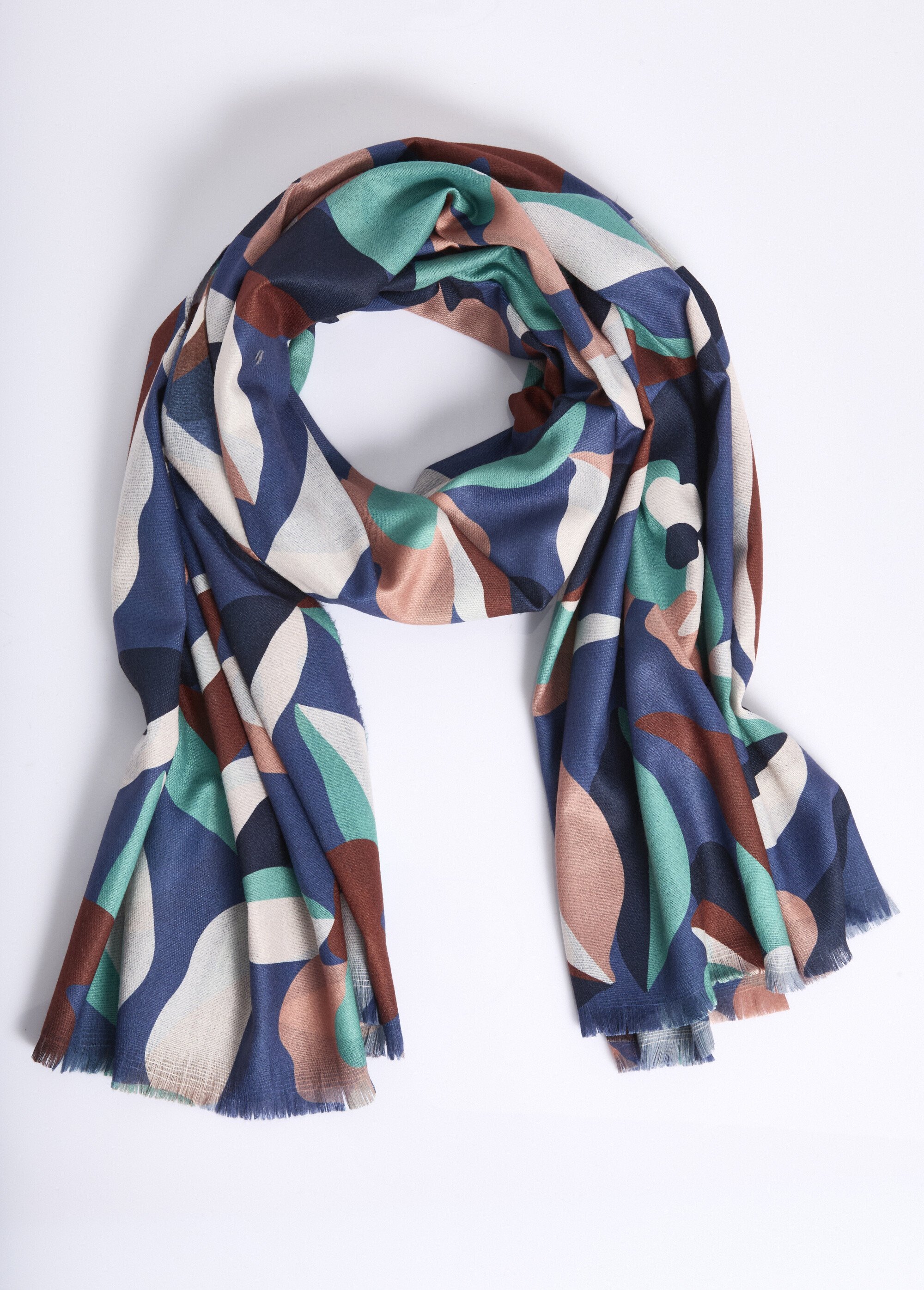 Foulard imprimé fleuri graphique Femme Bleu TOPJC25189 FA1