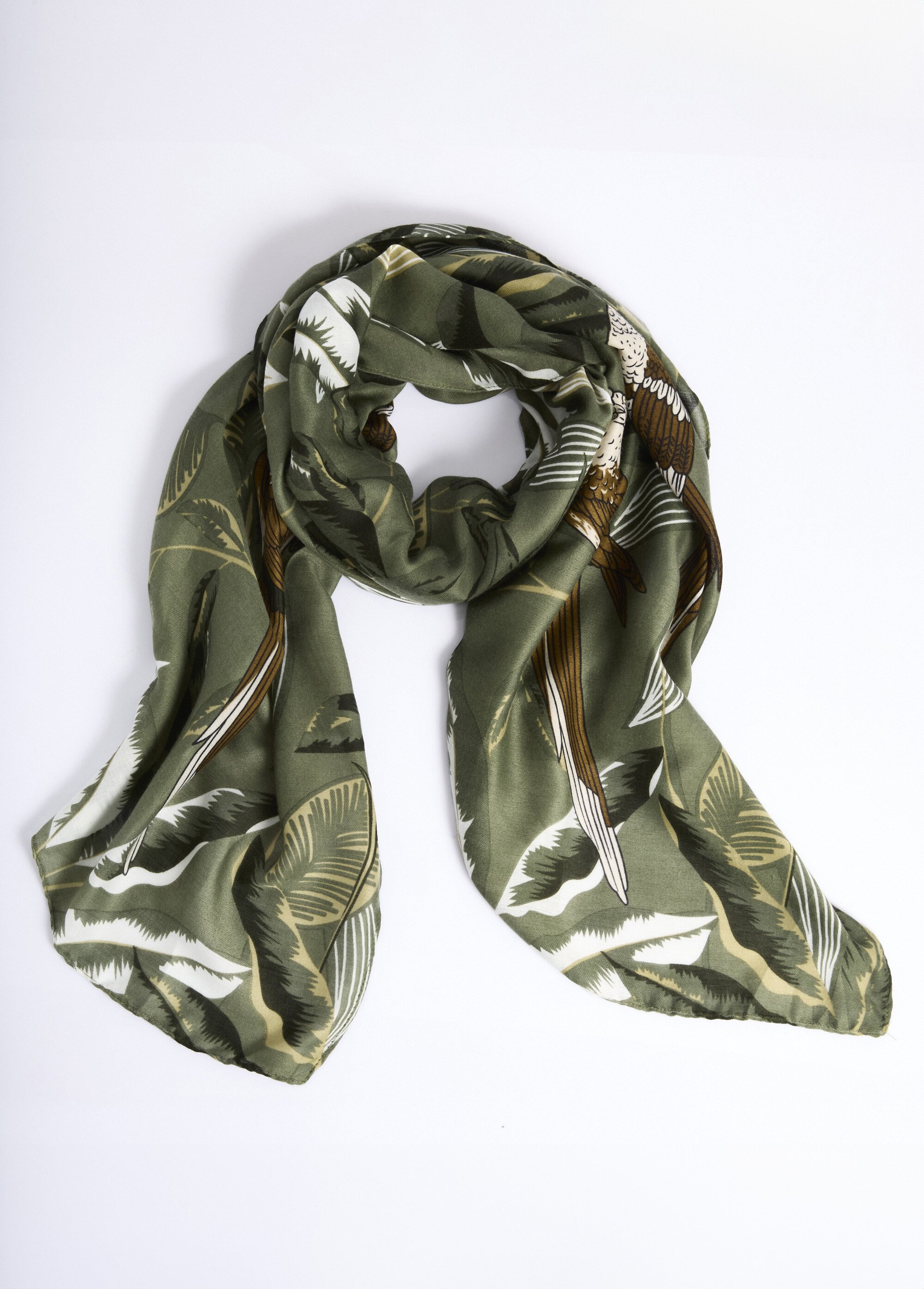 Foulard motif perroquet en camaieu Femme Vert TOPJC25295 FA1