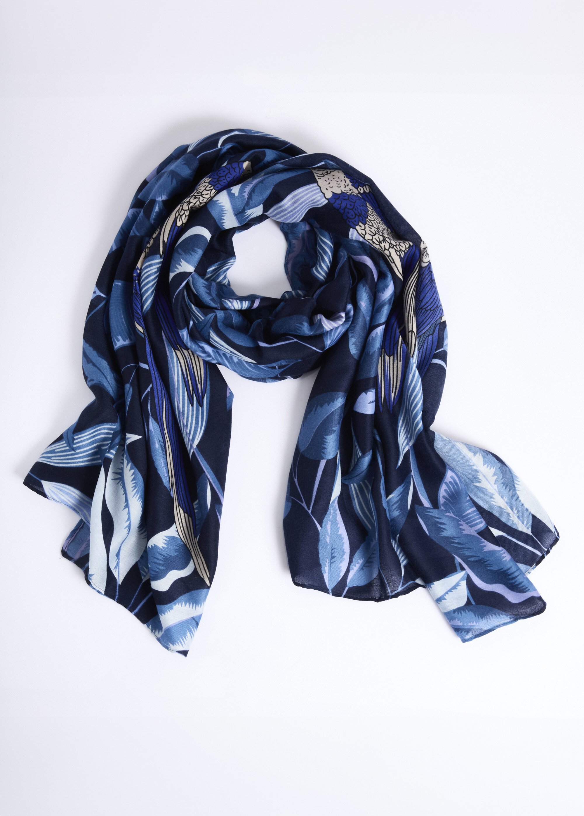 Foulard motif perroquet en camaieu