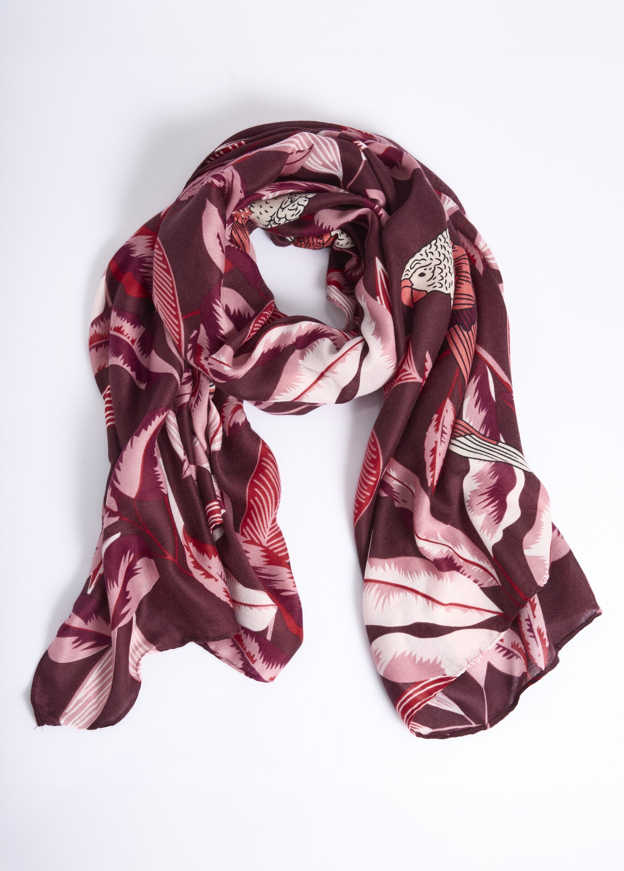 Foulard motif perroquet en camaieu Femme Rouge TOPJC25295 FA1