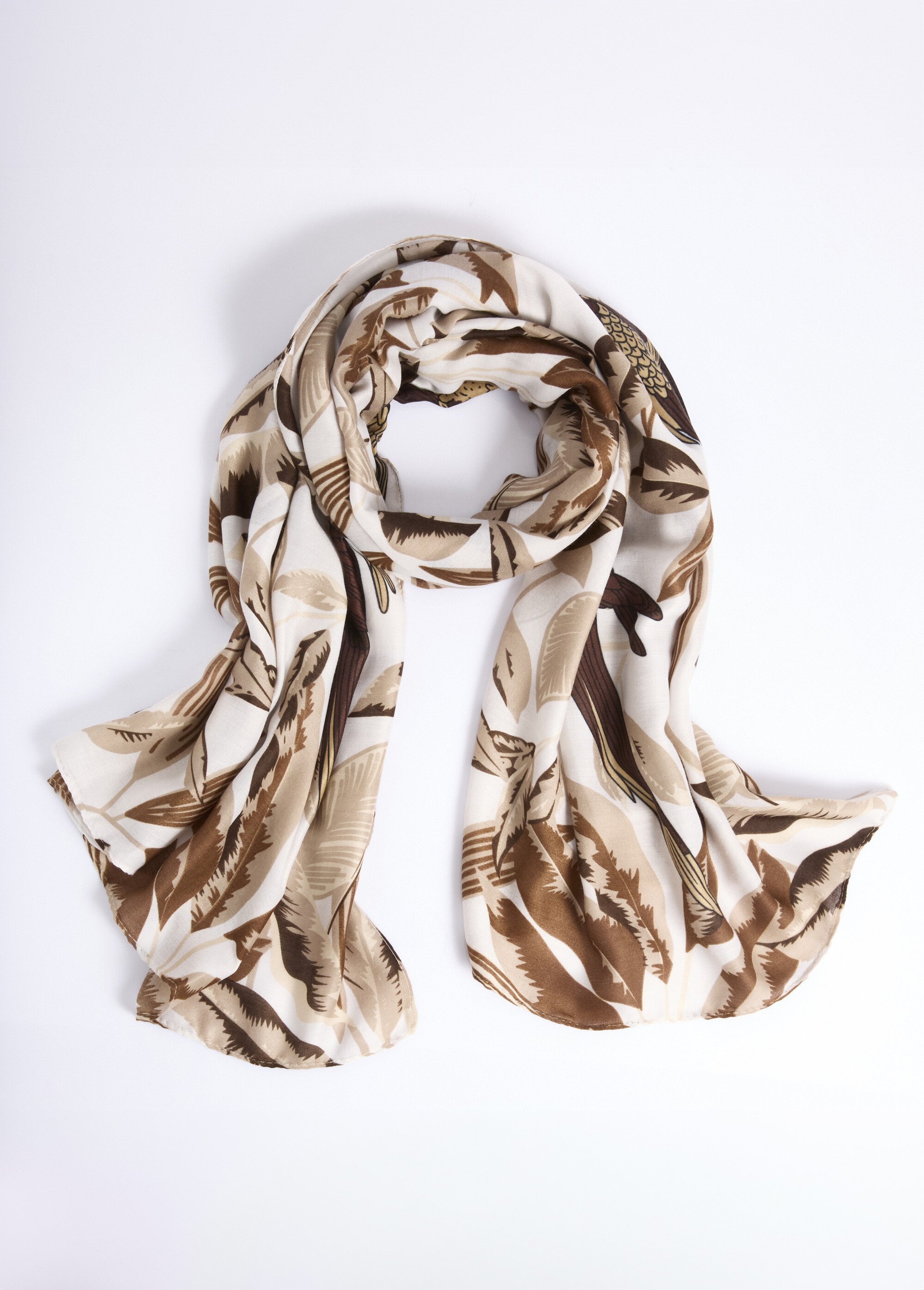 Foulard motif perroquet en camaieu Femme Marron TOPJC25295 FA1