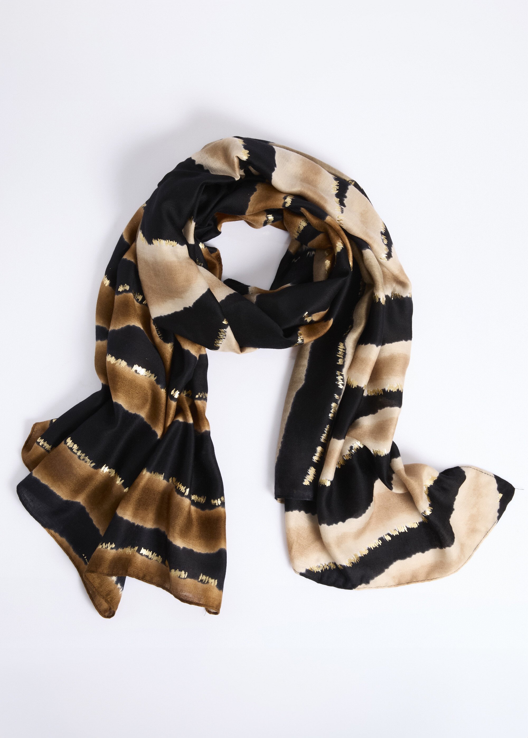 Foulard rayé bicolore en camaieu Femme Beige TOPJC25141 FA1