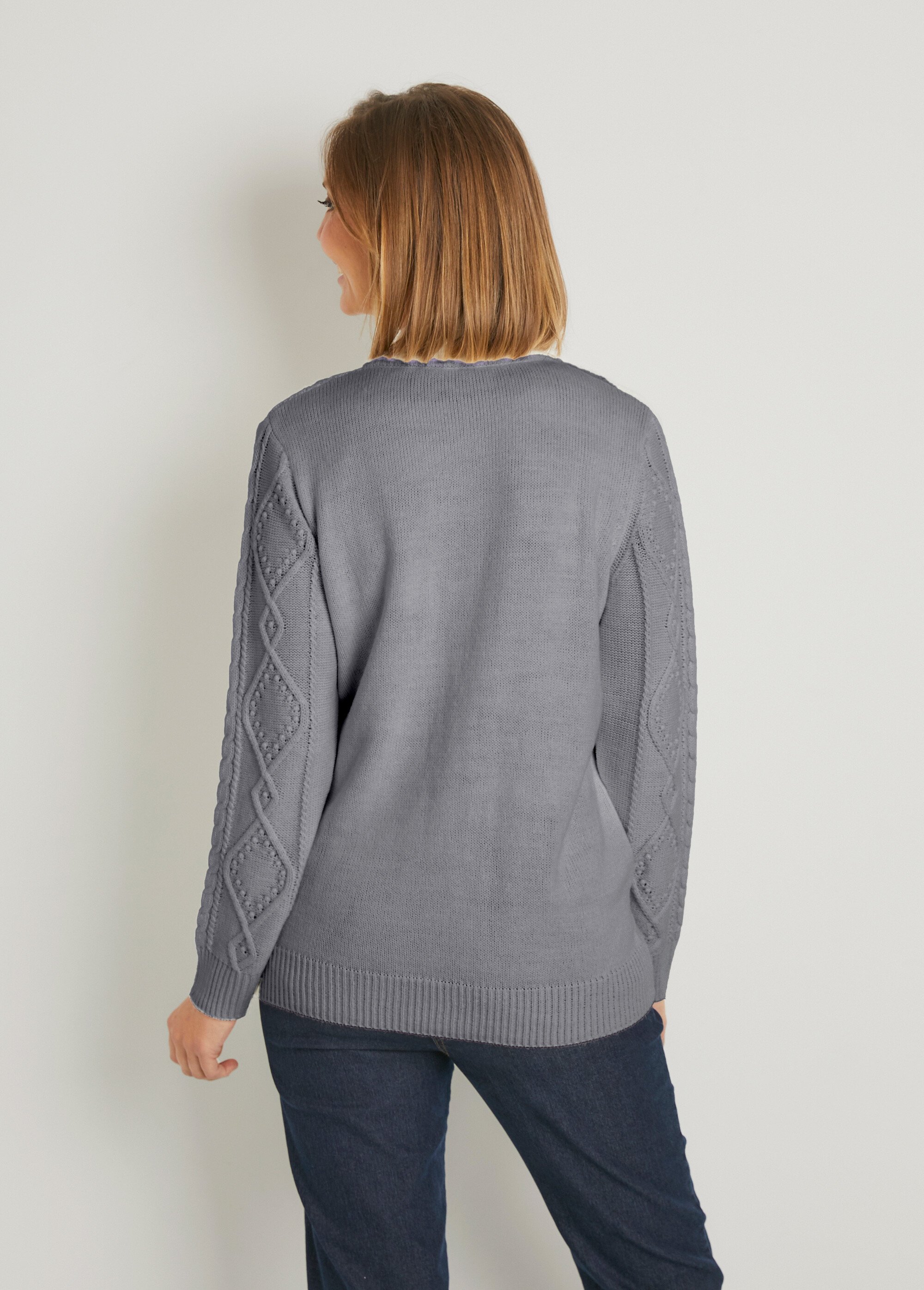 Gilet zippé chaud col montant torsades Femme Gris PALEY DO1