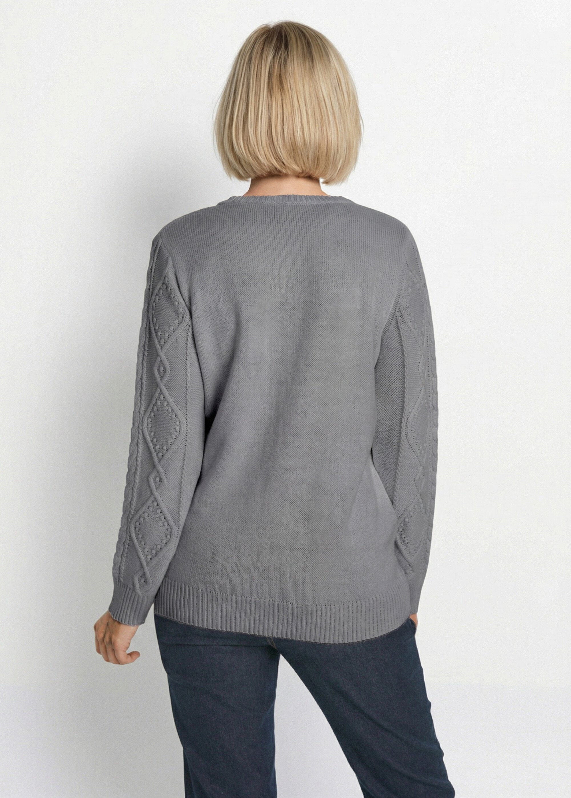 Gilet zippé chaud col montant torsades Femme Gris PALEY DO1