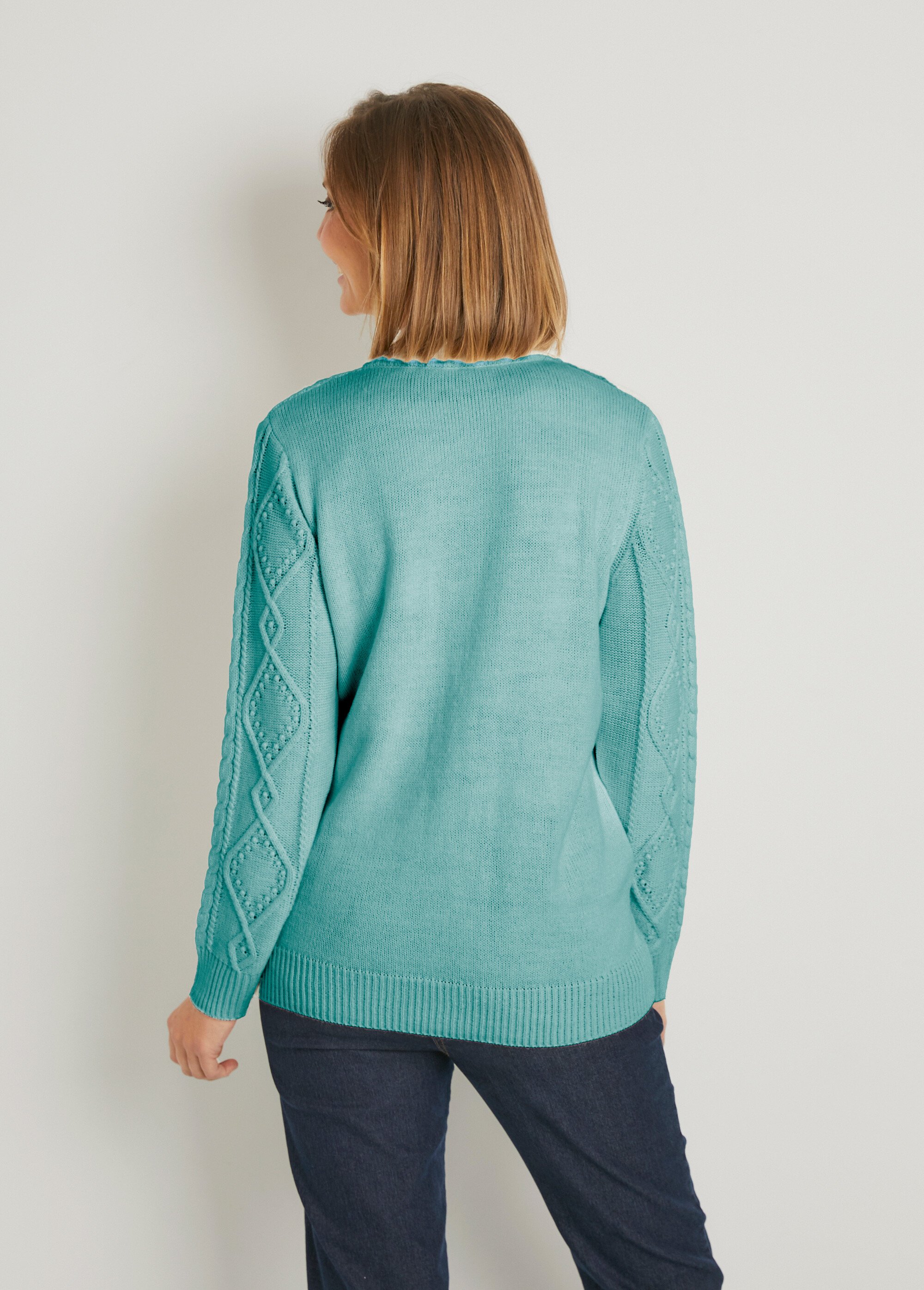 Gilet zippé chaud col montant torsades Femme Vert PALEY DO1