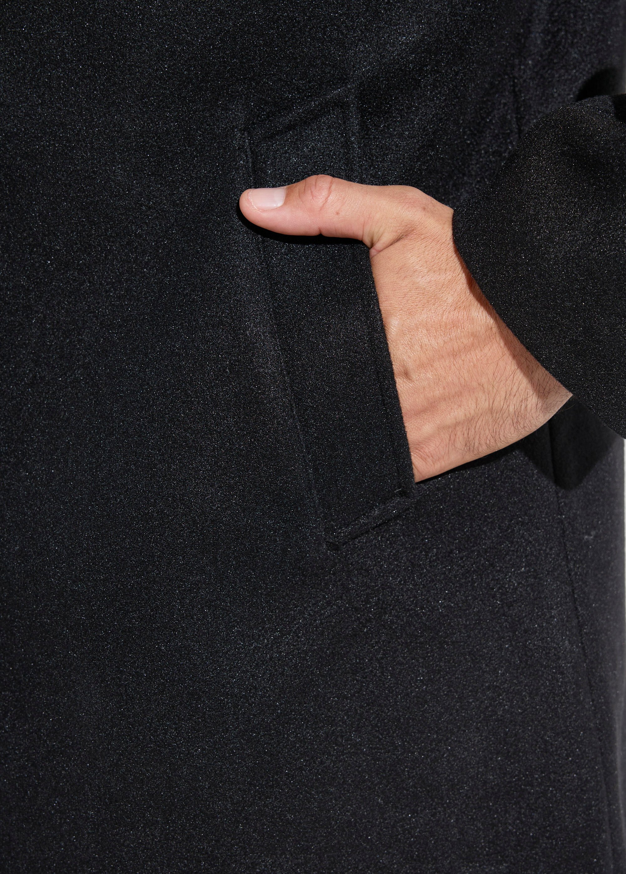 Manteau homme col tailleur en lainage Homme Noir KYM5135 DE2