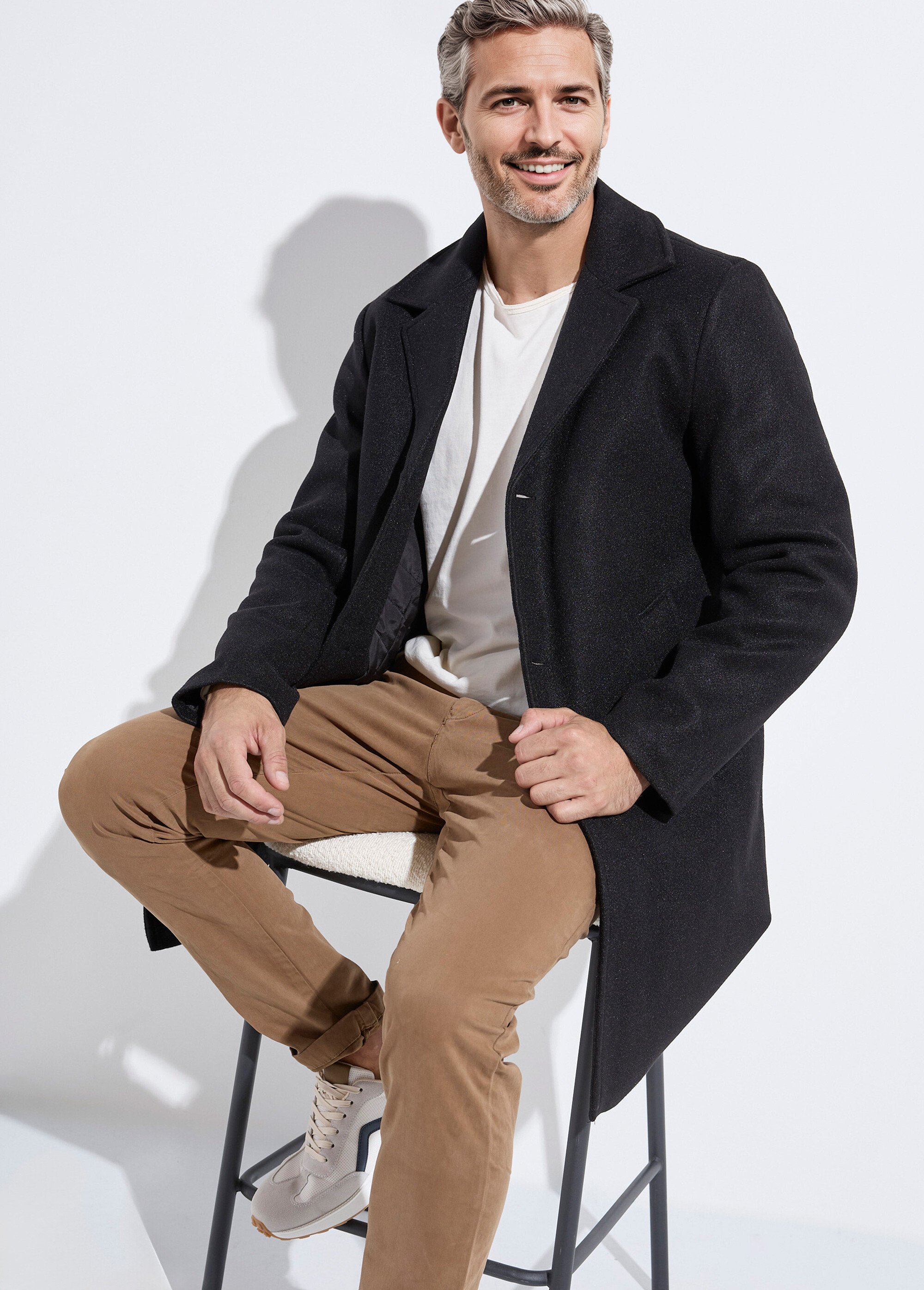 Manteau homme col tailleur en lainage