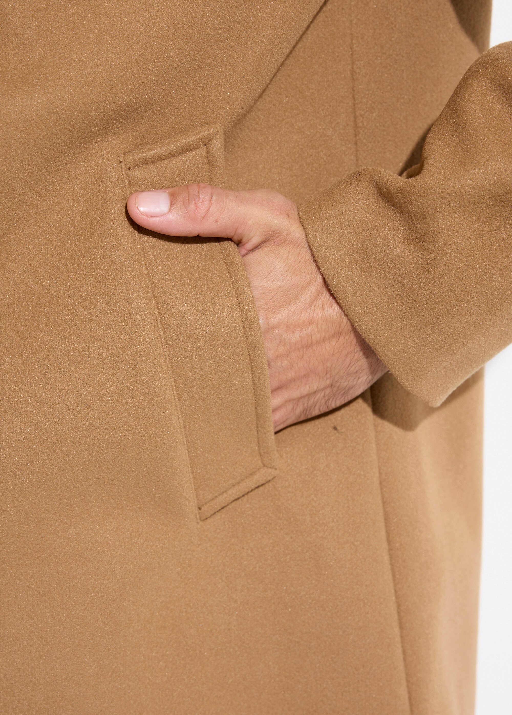 Manteau homme col tailleur en lainage Homme Marron KYM5135 DE1