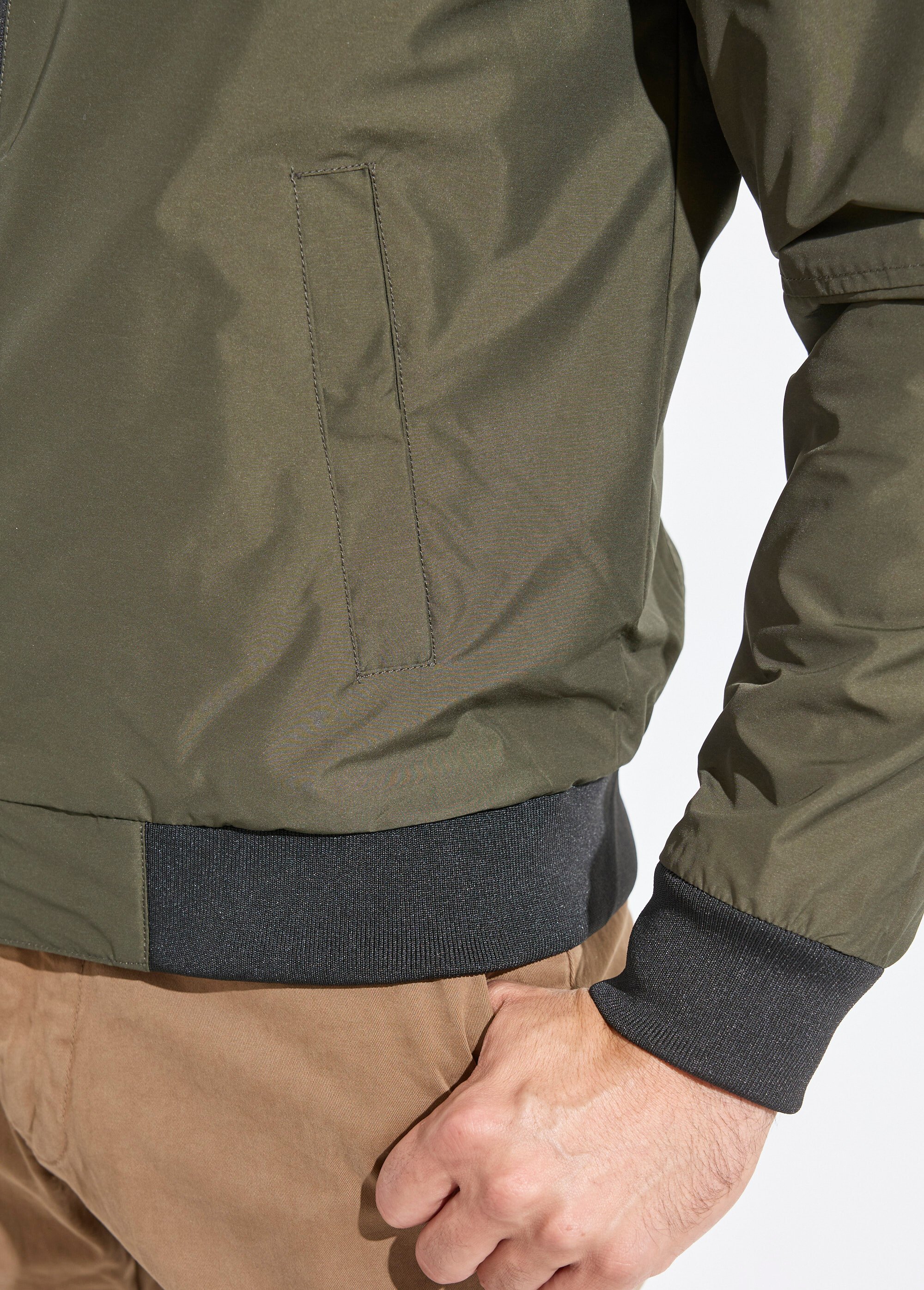 Veste aviateur zippée légère, col montant