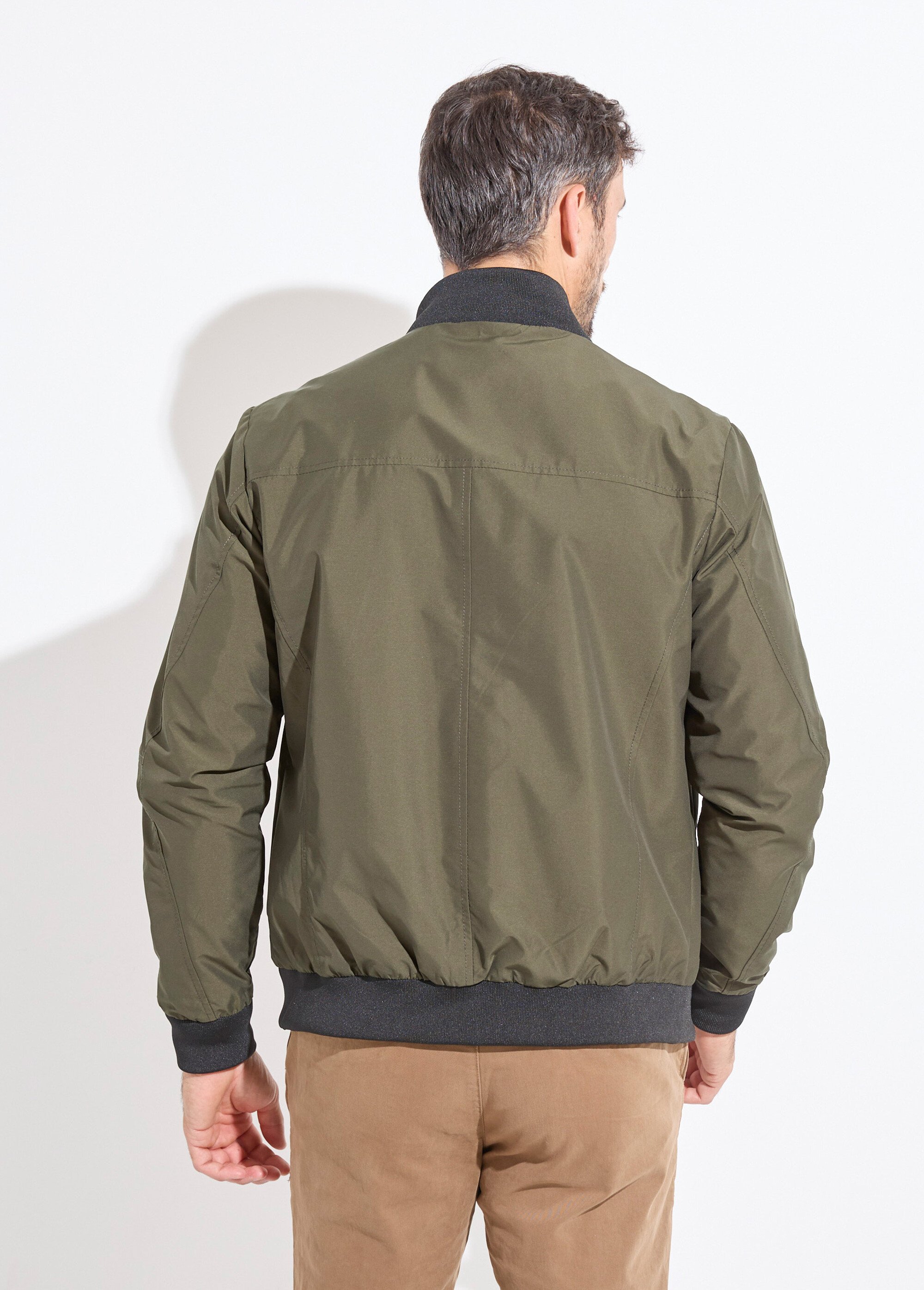 Veste aviateur zippée légère, col montant