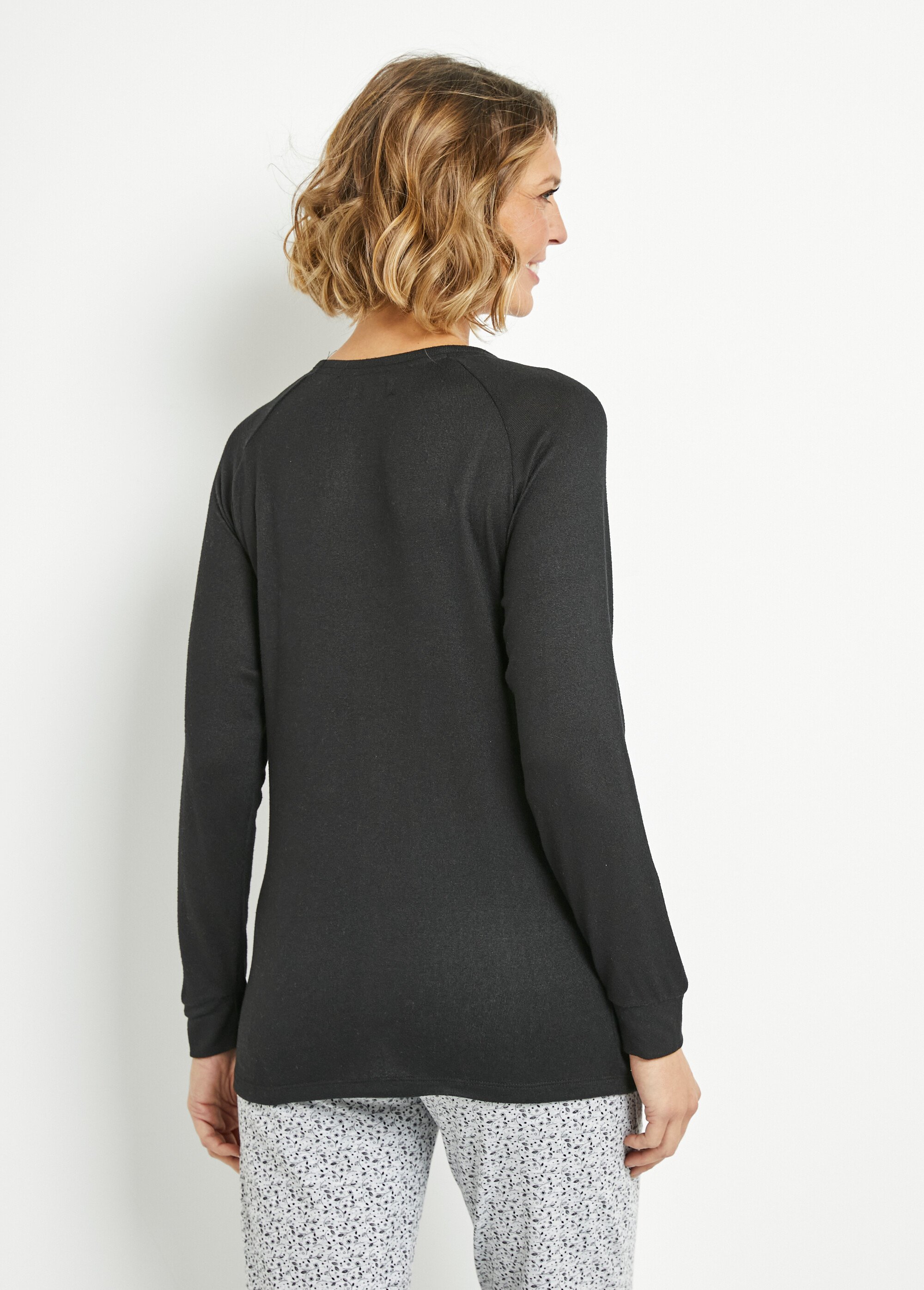 Haut de pyjama uni manches longues