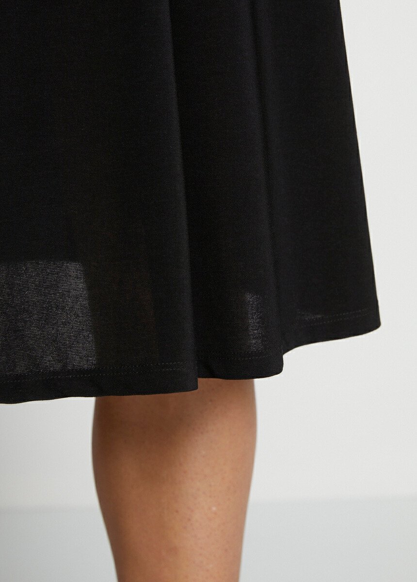 Jupe évasée mi longue maille unie à pont Femme Noir LUPITA DE3