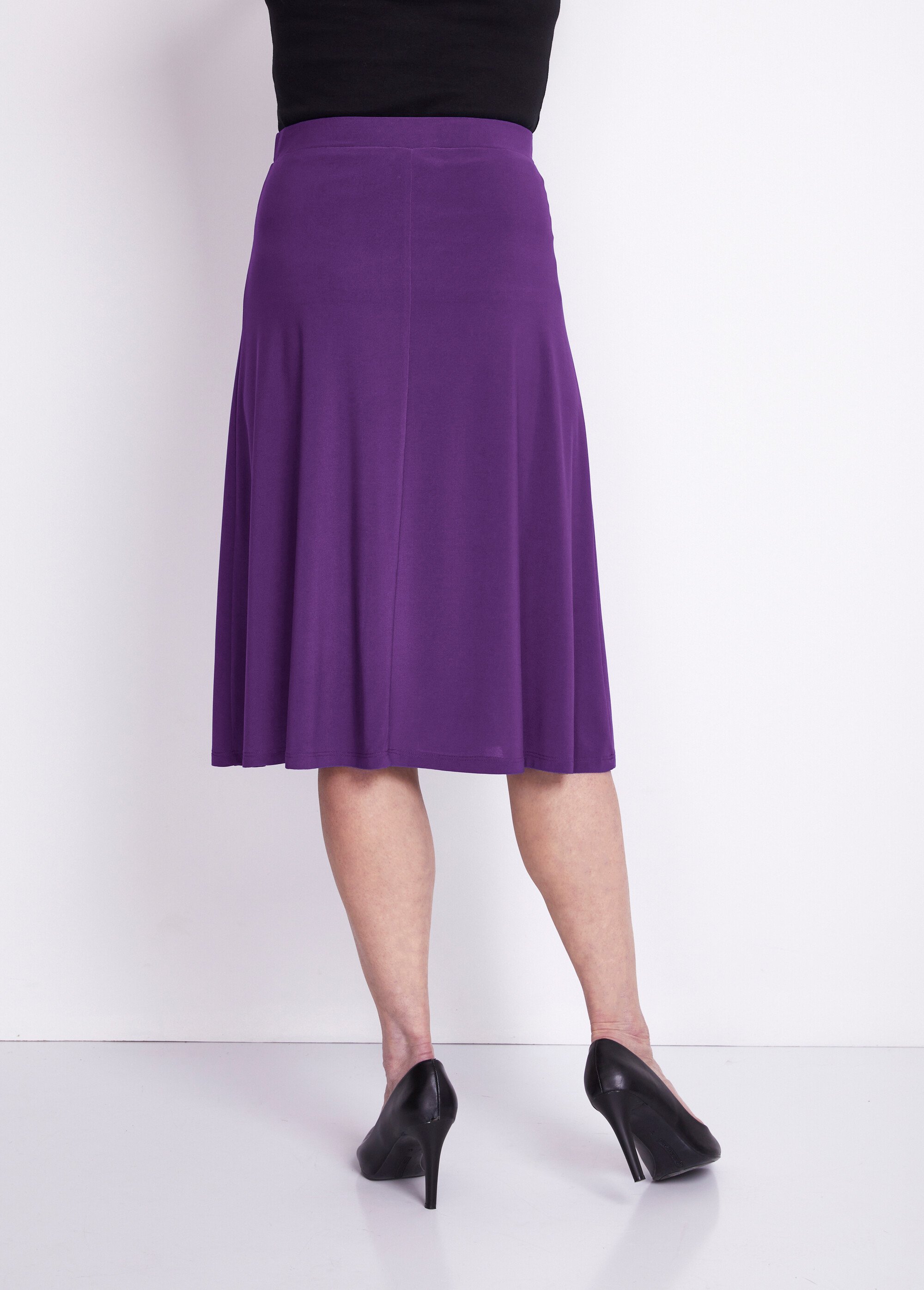 Jupe évasée mi longue maille unie à pont Femme Violet LUPITA DO1