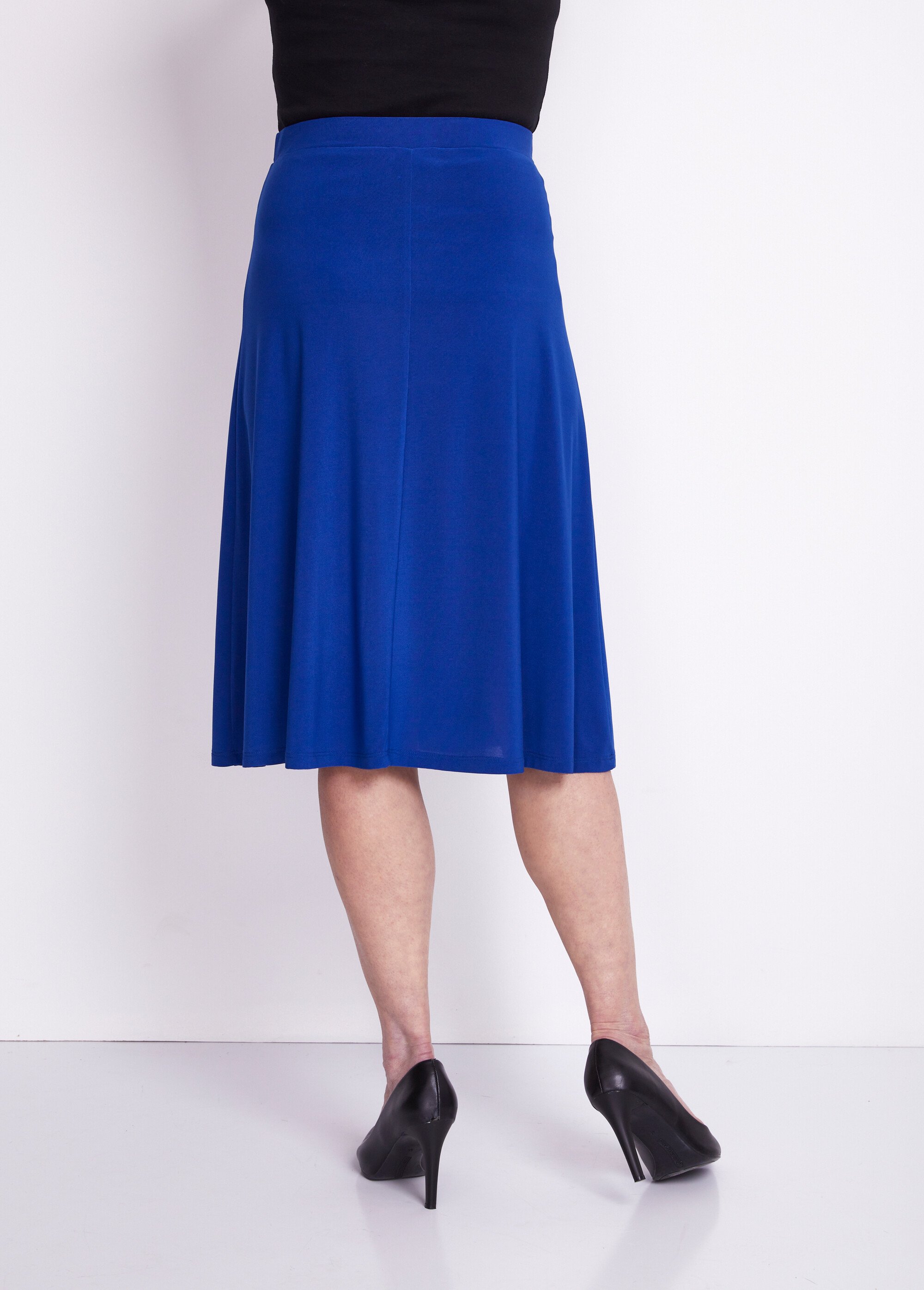 Jupe évasée mi longue maille unie à pont Femme Bleu LUPITA DO1