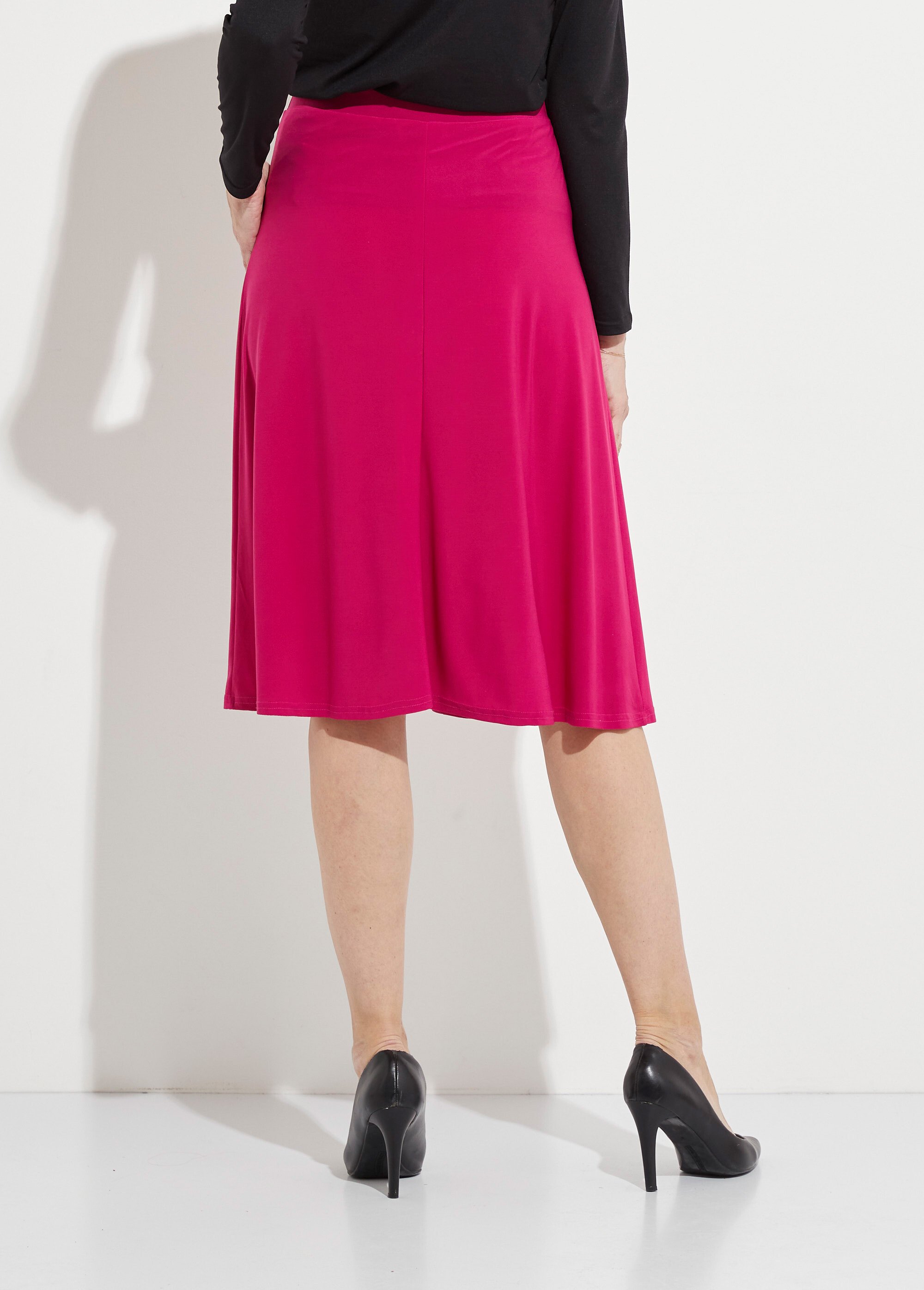 Jupe évasée mi longue maille unie à pont Femme Rose LUPITA DO1