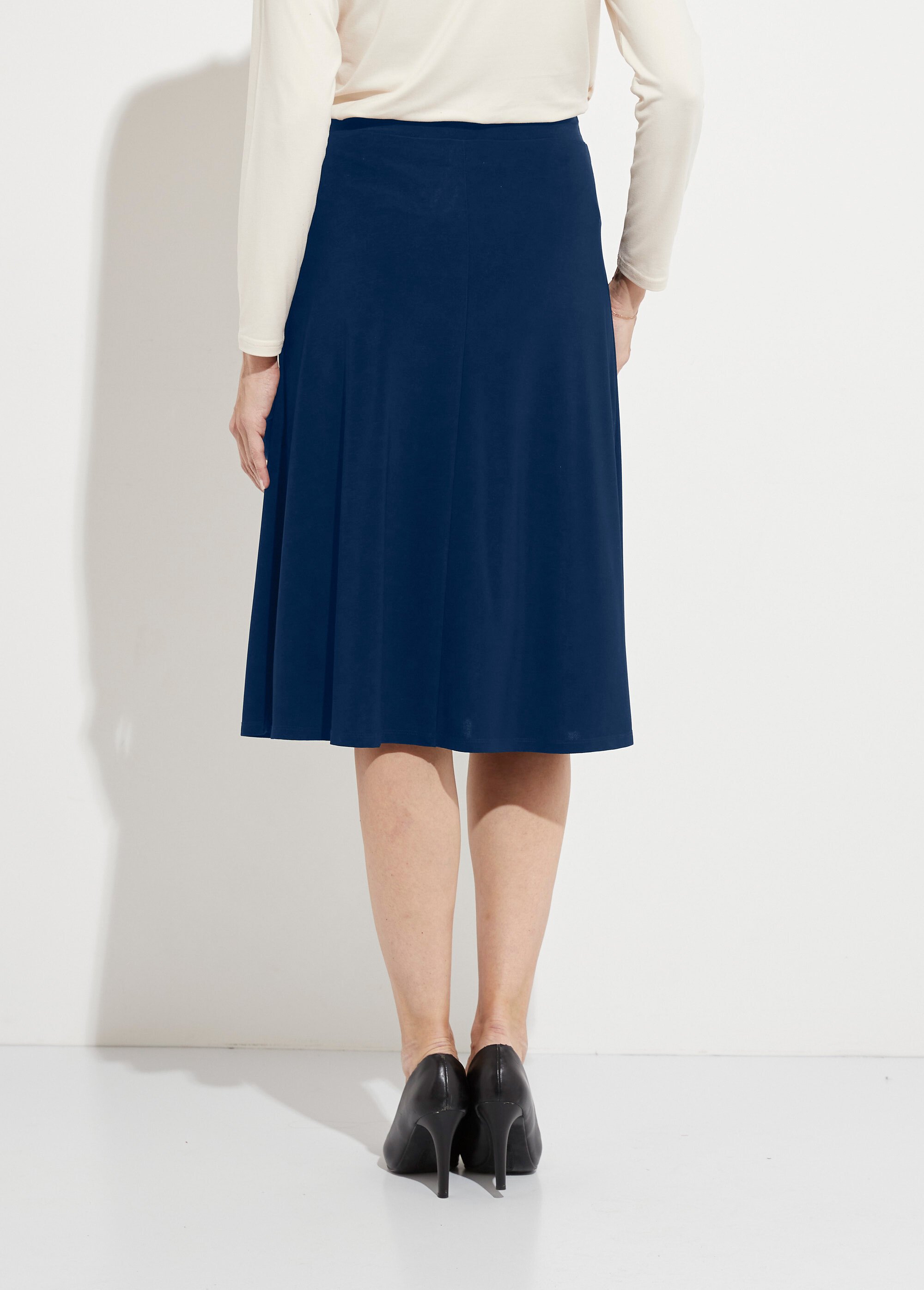 Jupe évasée mi longue maille unie à pont Femme Bleu LUPITA DO1