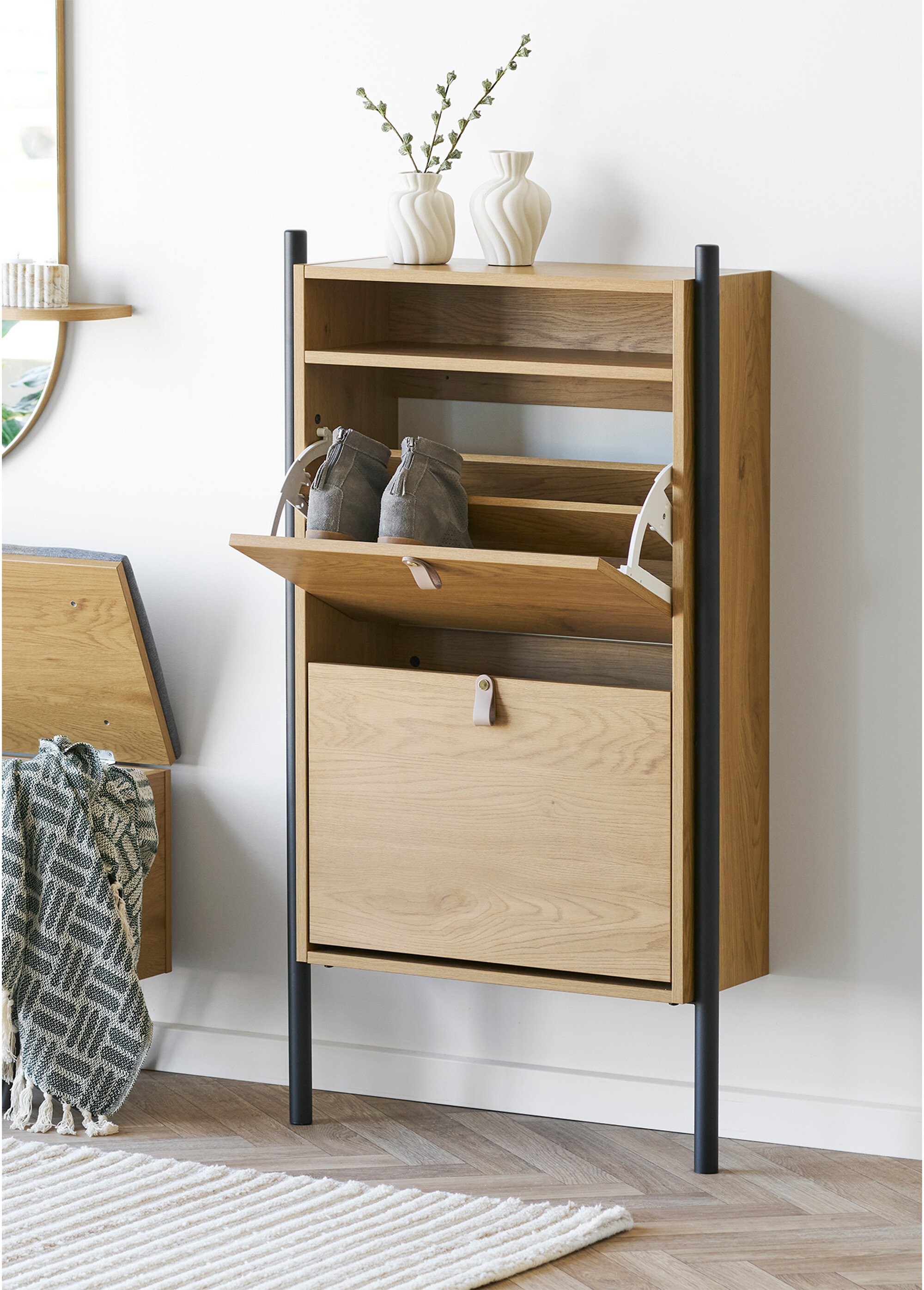 Meuble à chaussures 2 tiroirs à fixer BEIGE HN-4271010 SI1