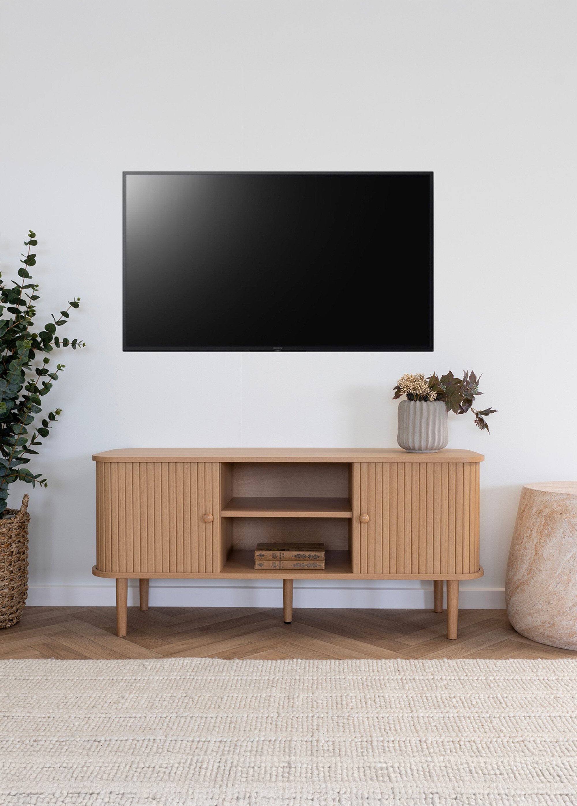 Meuble TV en bois, portes coulissantes BEIGE HN-2502000 SI1