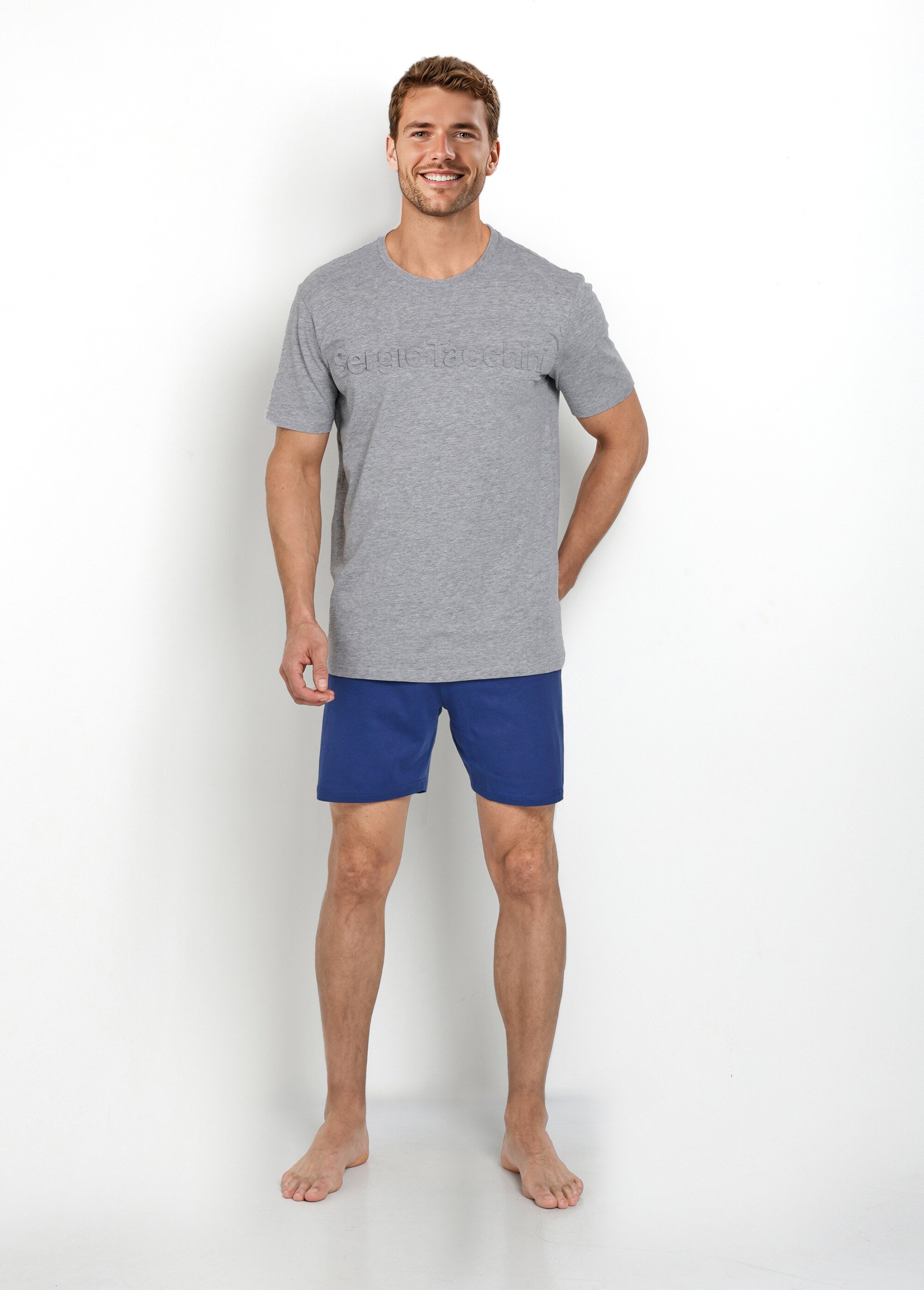 Pyjama short coton logo 3D, thème clair