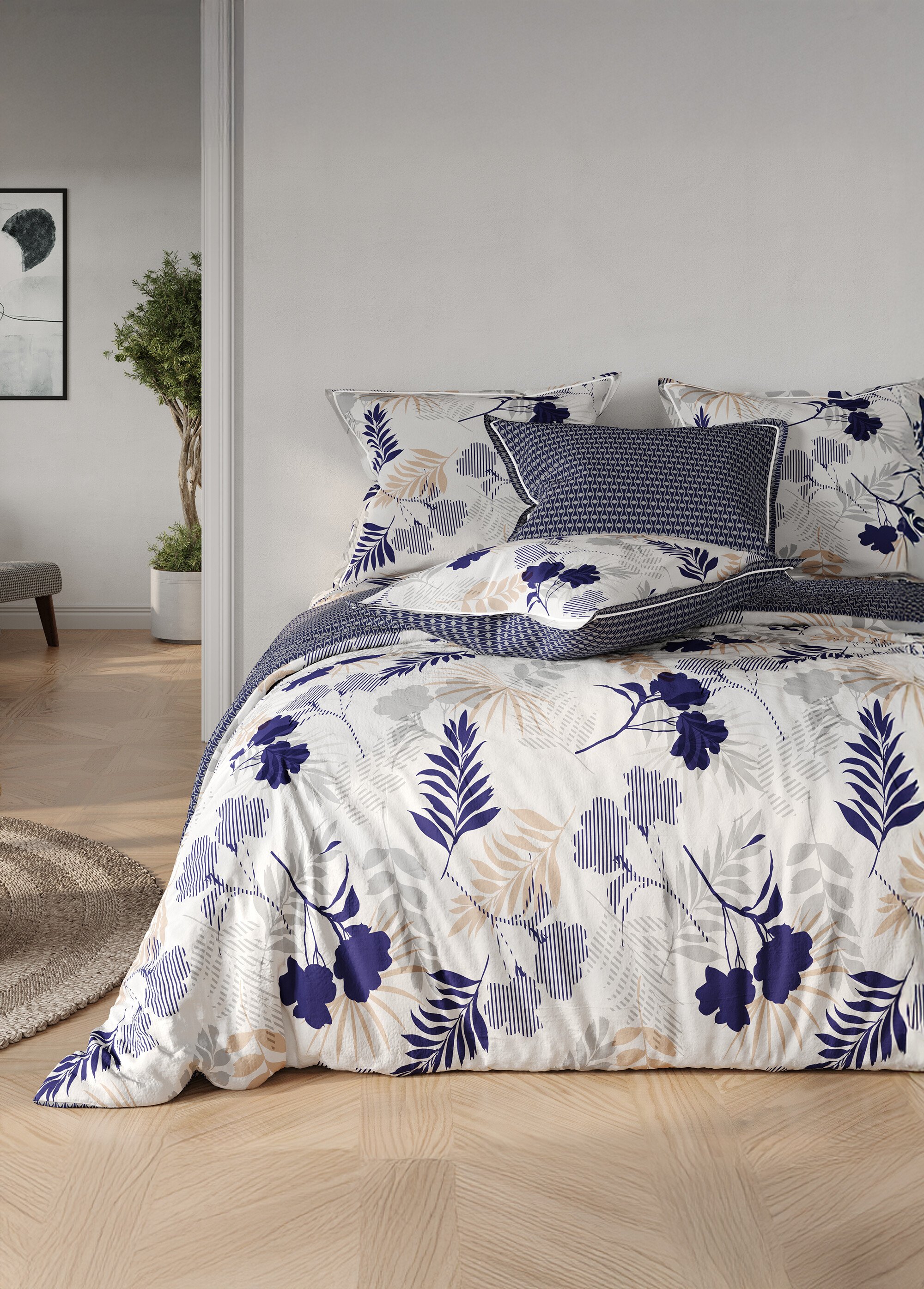 Parure housse de couette coton, Levant Bleu ZAC-LIORE FA1