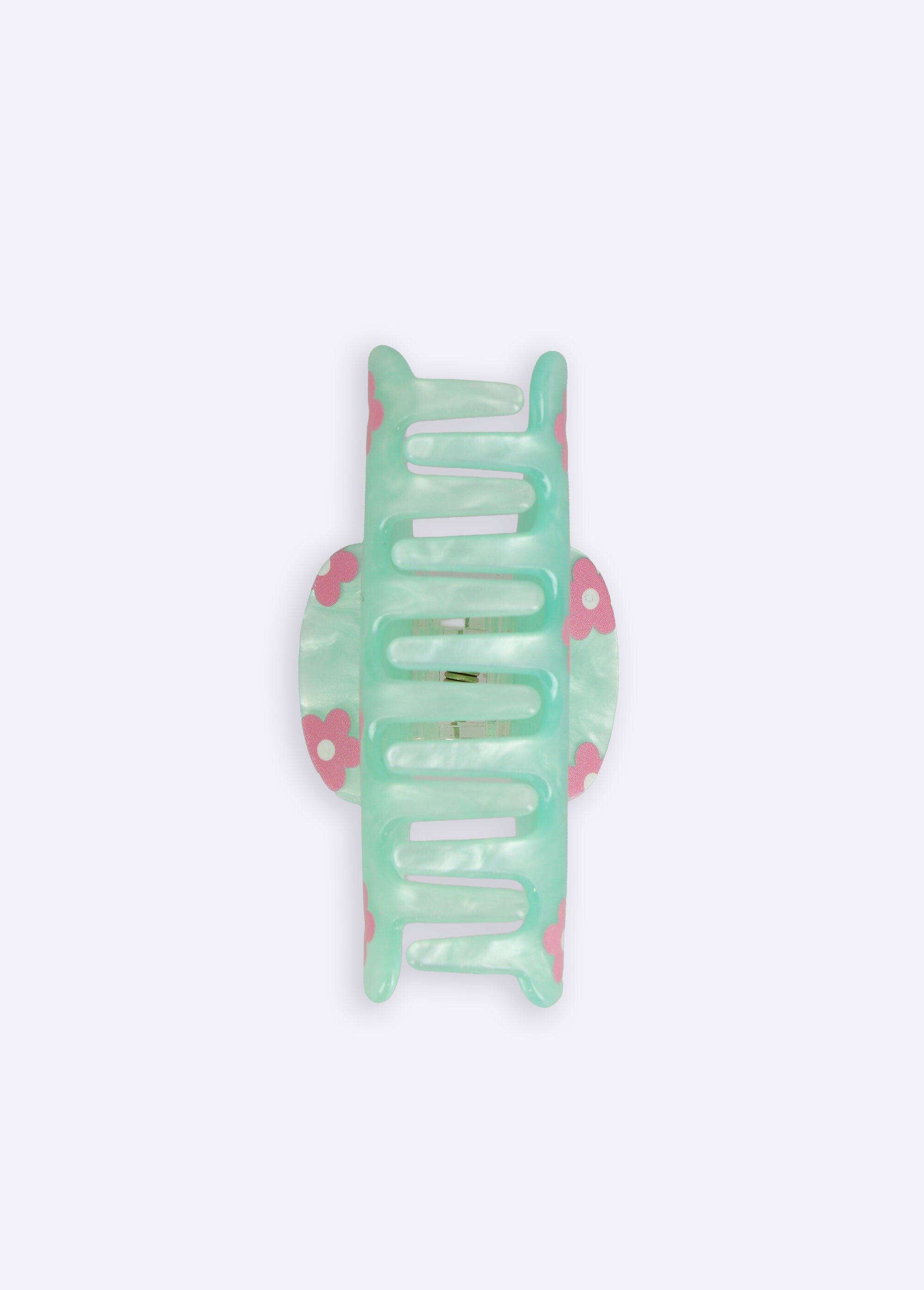 Pince à cheveux nacrée, décor fleurs Femme Vert JCH-PINCFCFLEUR DE2