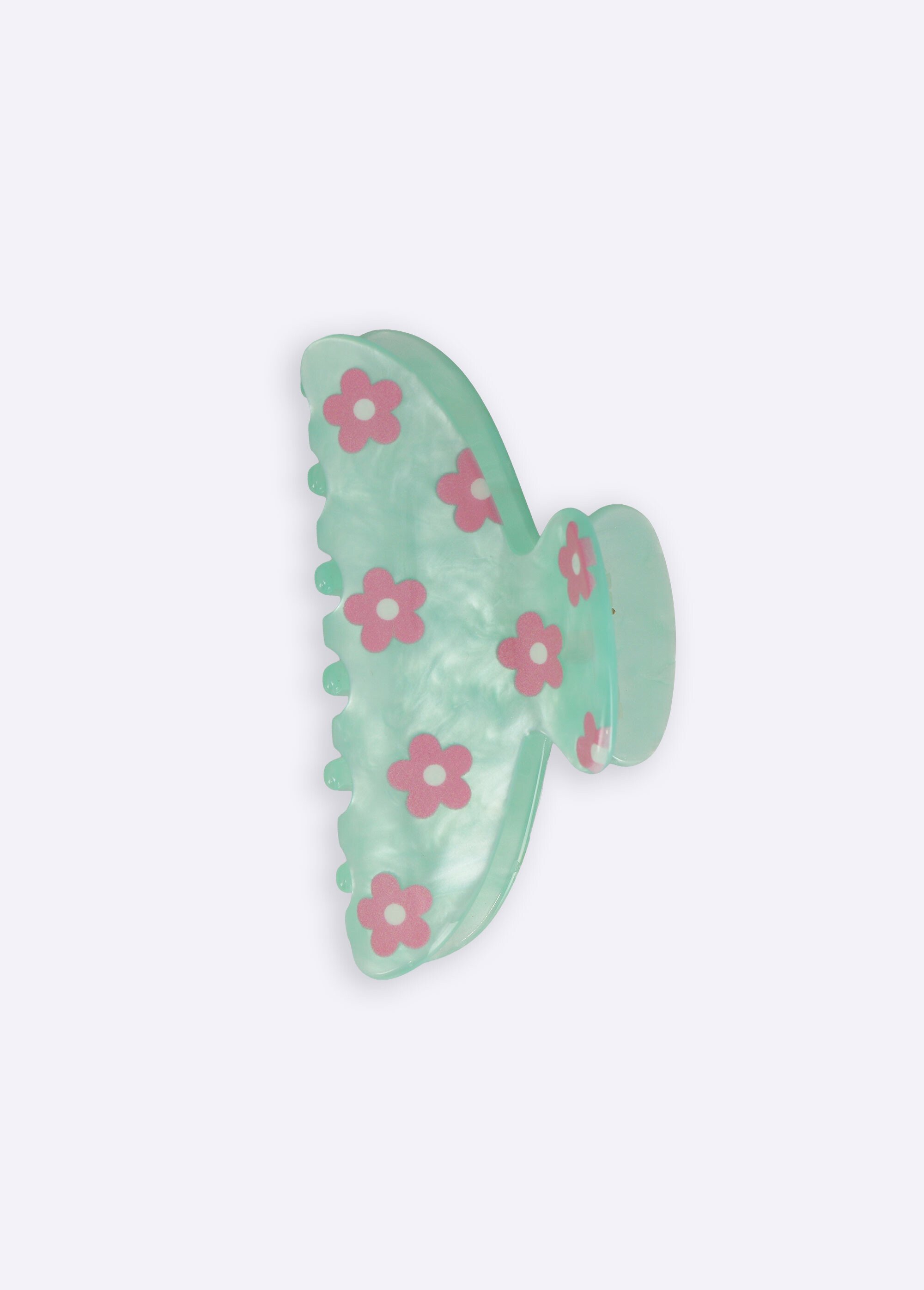 Pince à cheveux nacrée, décor fleurs Femme Vert JCH-PINCFCFLEUR FA1