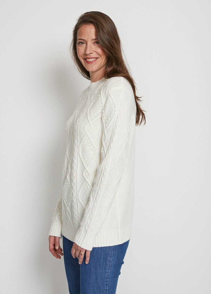 Pull chaud court col montant torsades Femme Beige PAVIE DR1