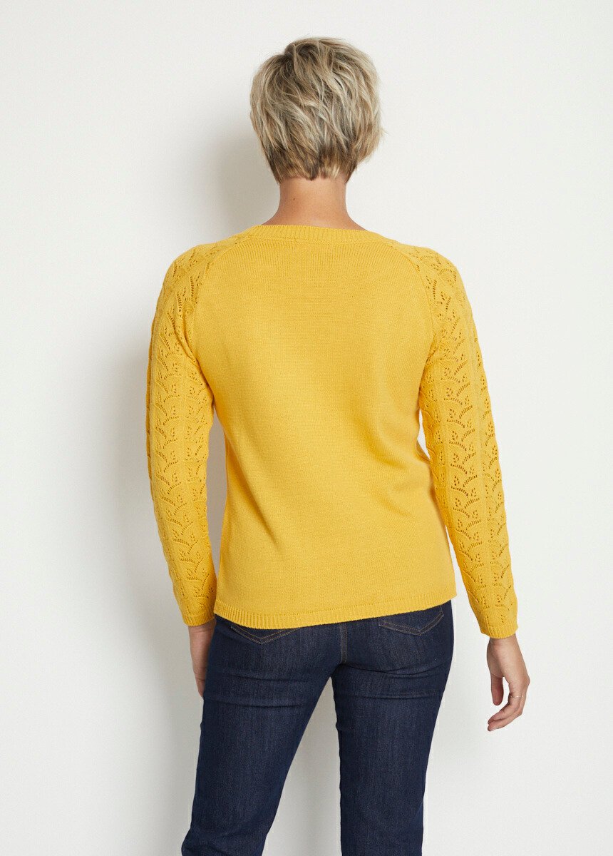 Pull manches longues raglan maille ajourée