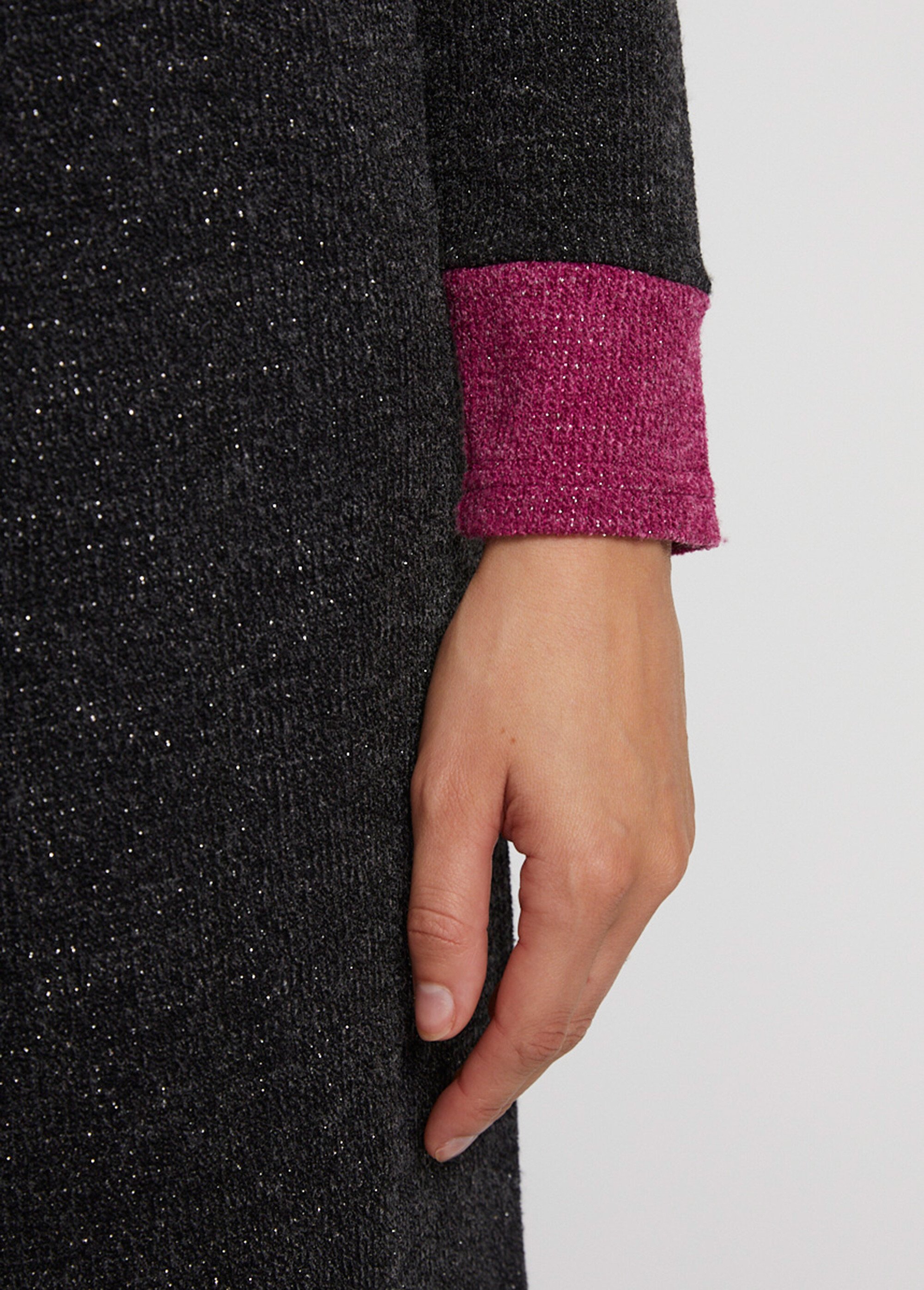 Robe courte droite maille chaude col rond Femme Noir HAPOLINE DE1