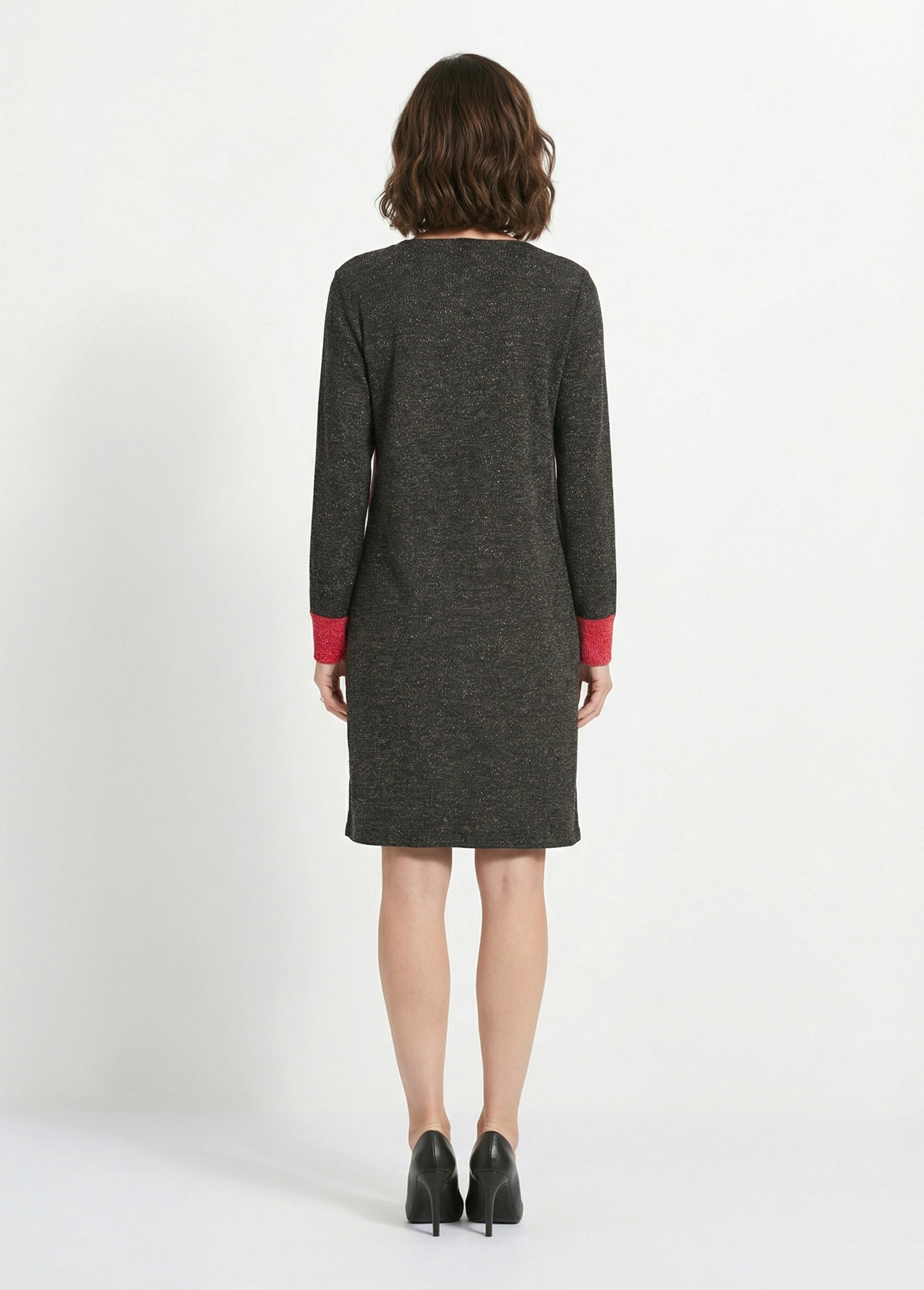 Robe courte droite maille chaude col rond Femme Noir HAPOLINE DO1