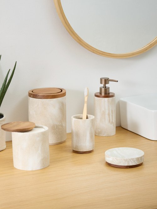 Set SDB distributeur savon et gobelet Beige JJA-LOTCOME SI1