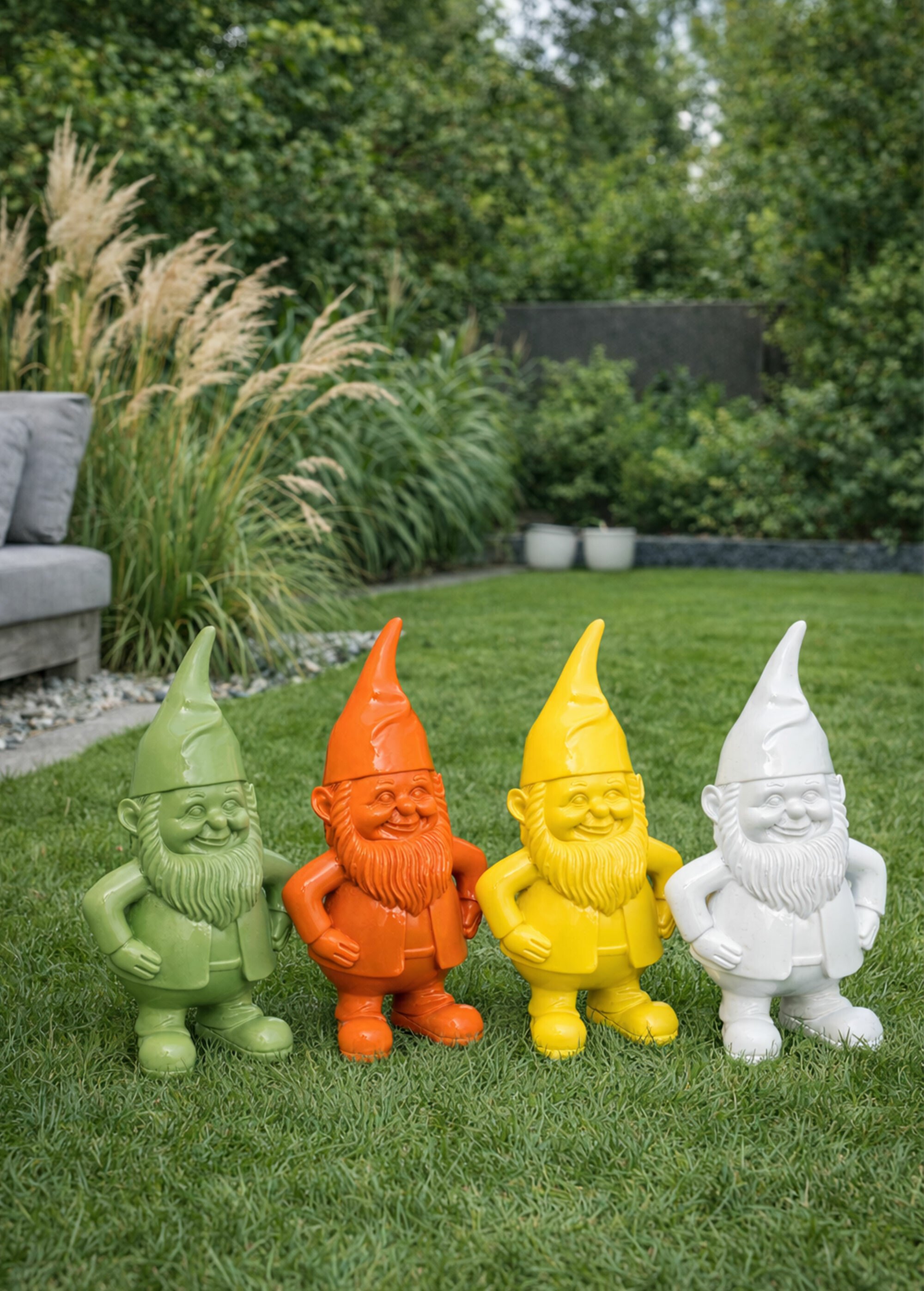 Statue nain de jardin monochrome BLANC JJA-206133 SI1