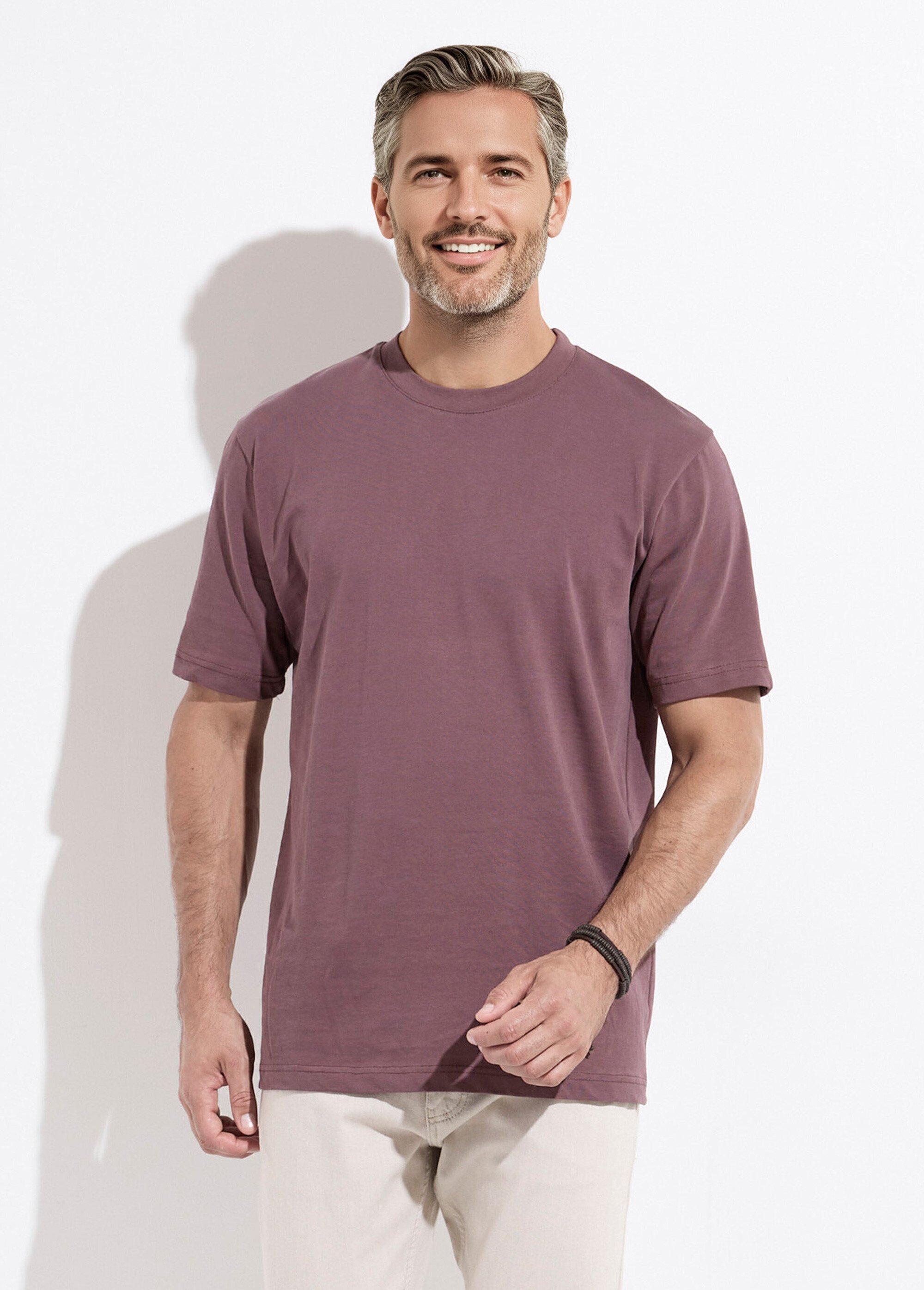 T-shirt col rond en coton épais Homme Violet IKA-LL662 FA1