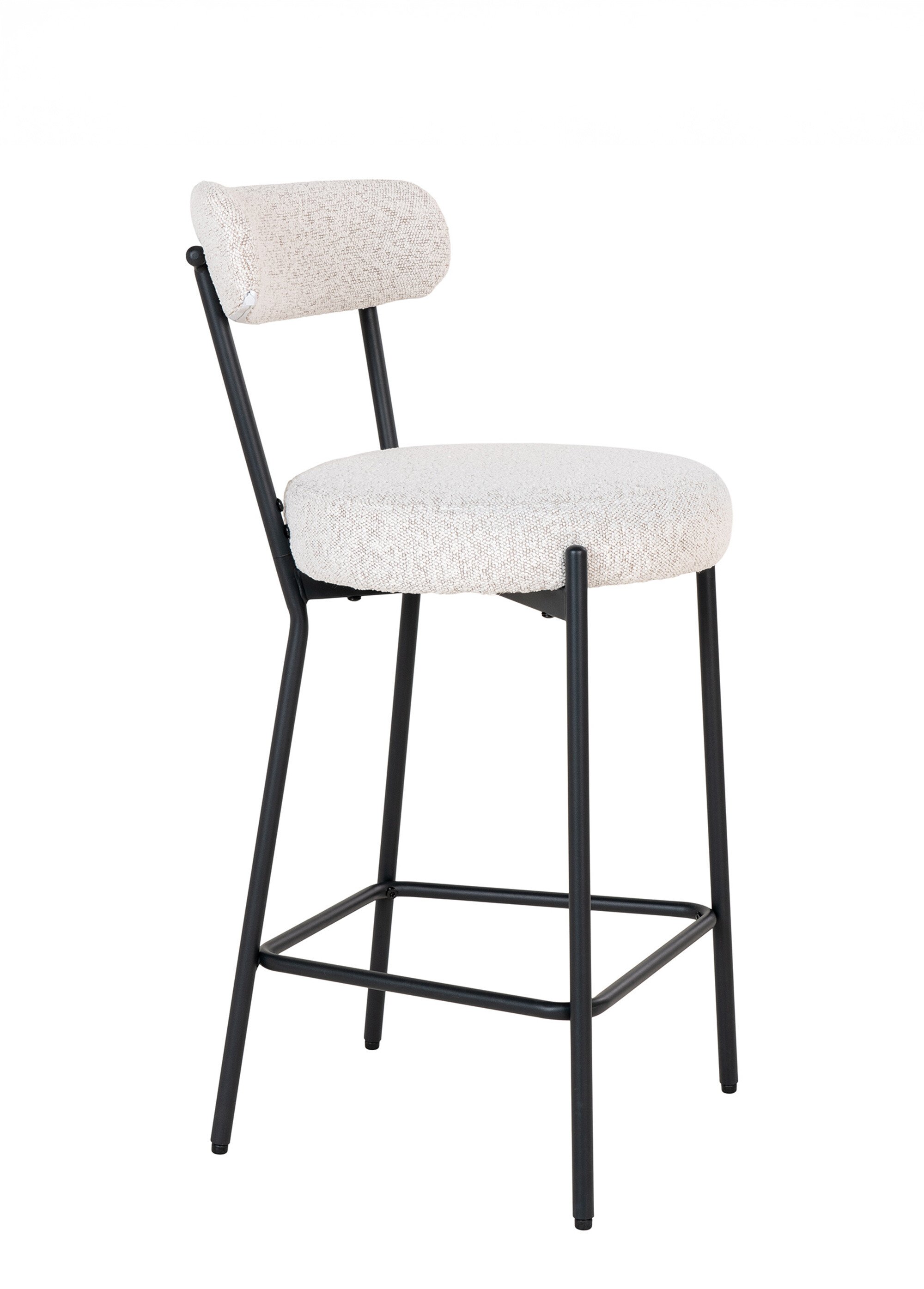 Tabouret de bar bouclette, structure métal BLANC HN-1001361 DR1