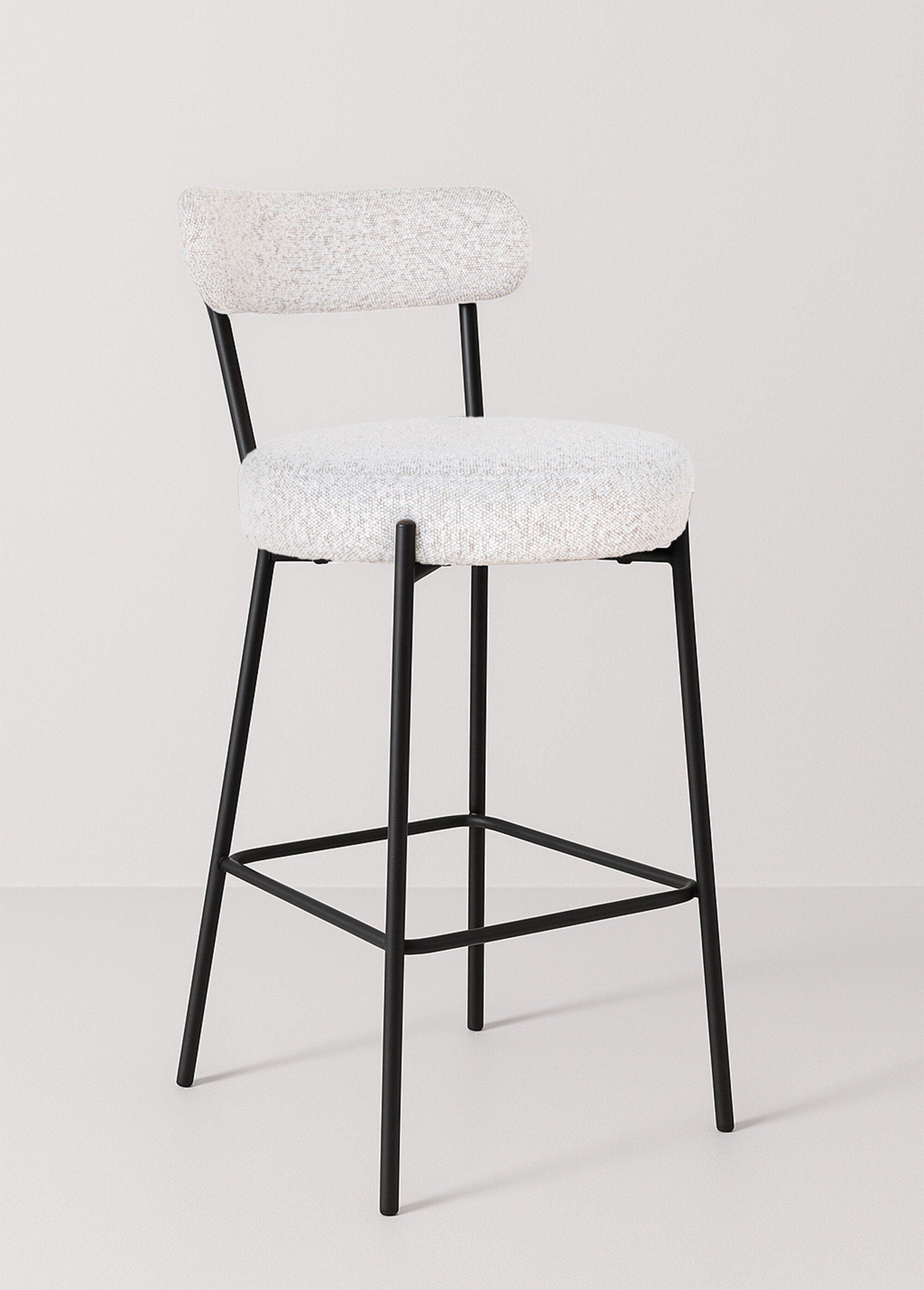 Tabouret de bar bouclette, structure métal BLANC HN-1001361 FA1
