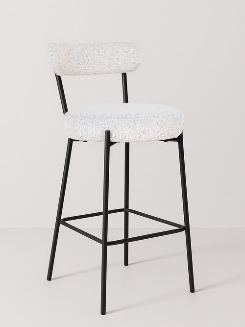 Tabouret de bar bouclette, structure métal BLANC HN-1001361 FA1