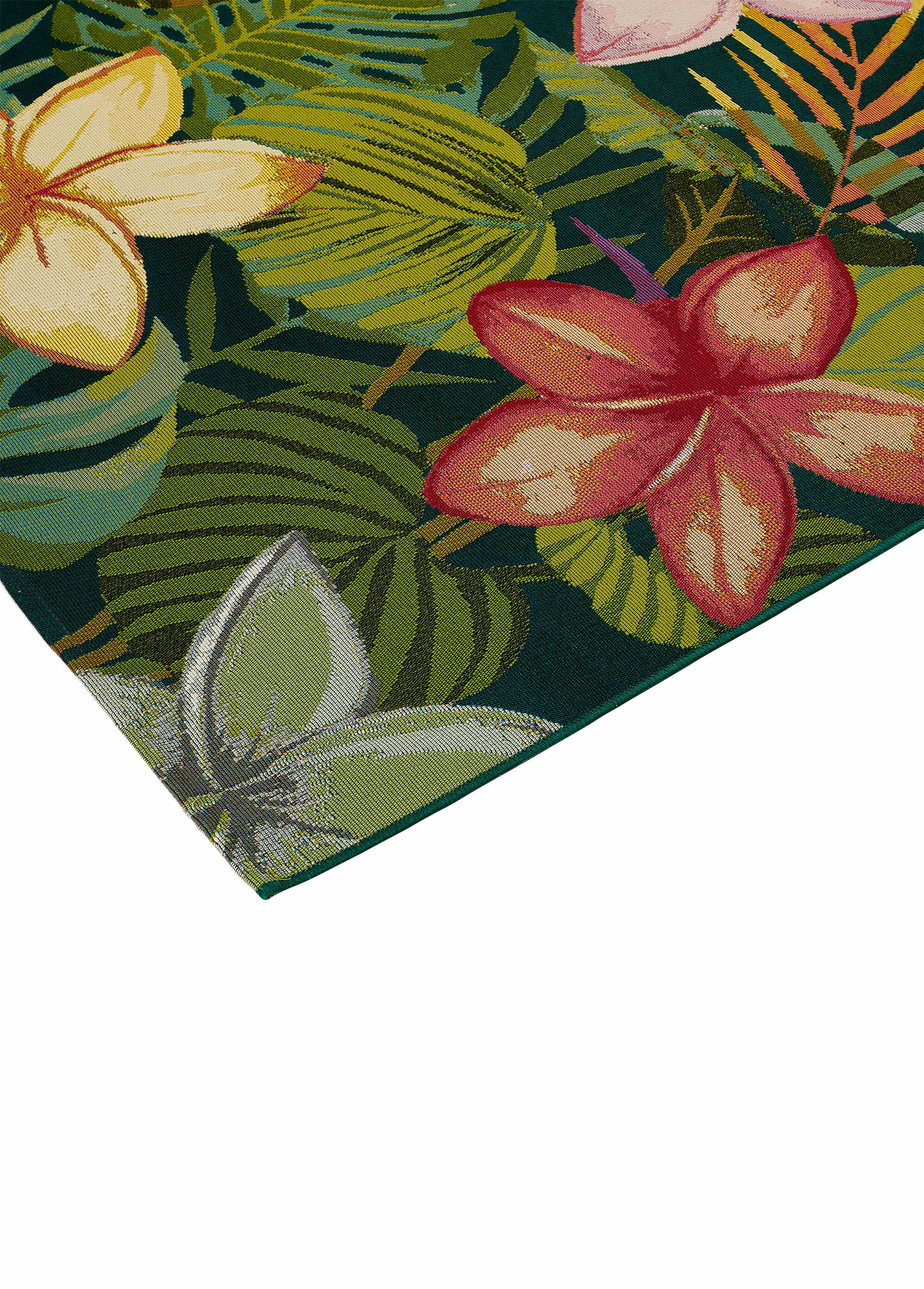 Tapis d'extérieur motif feuilles/fleurs ROSE JJA-209098 DE1