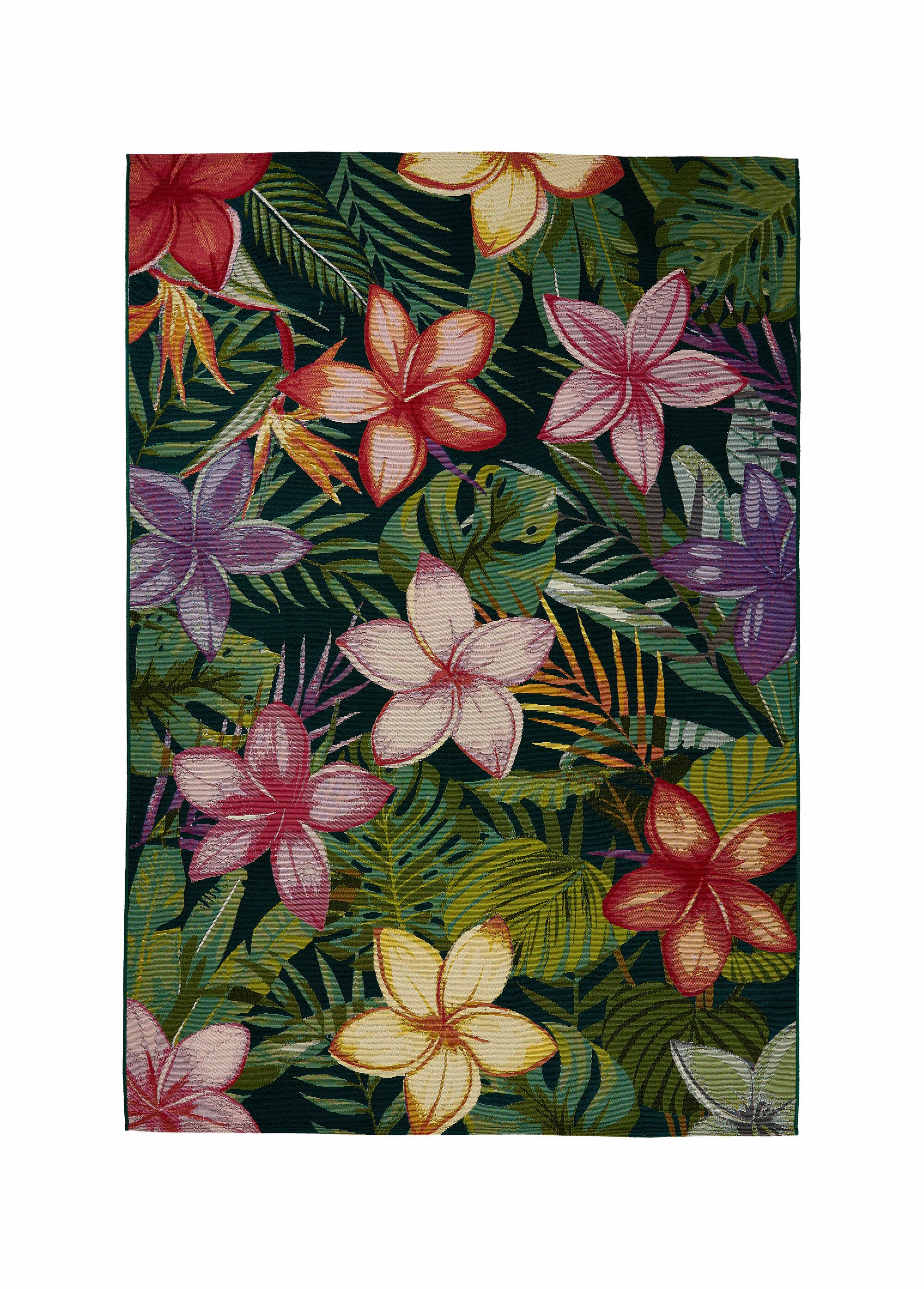 Tapis d'extérieur motif feuilles/fleurs ROSE JJA-209098 FA1