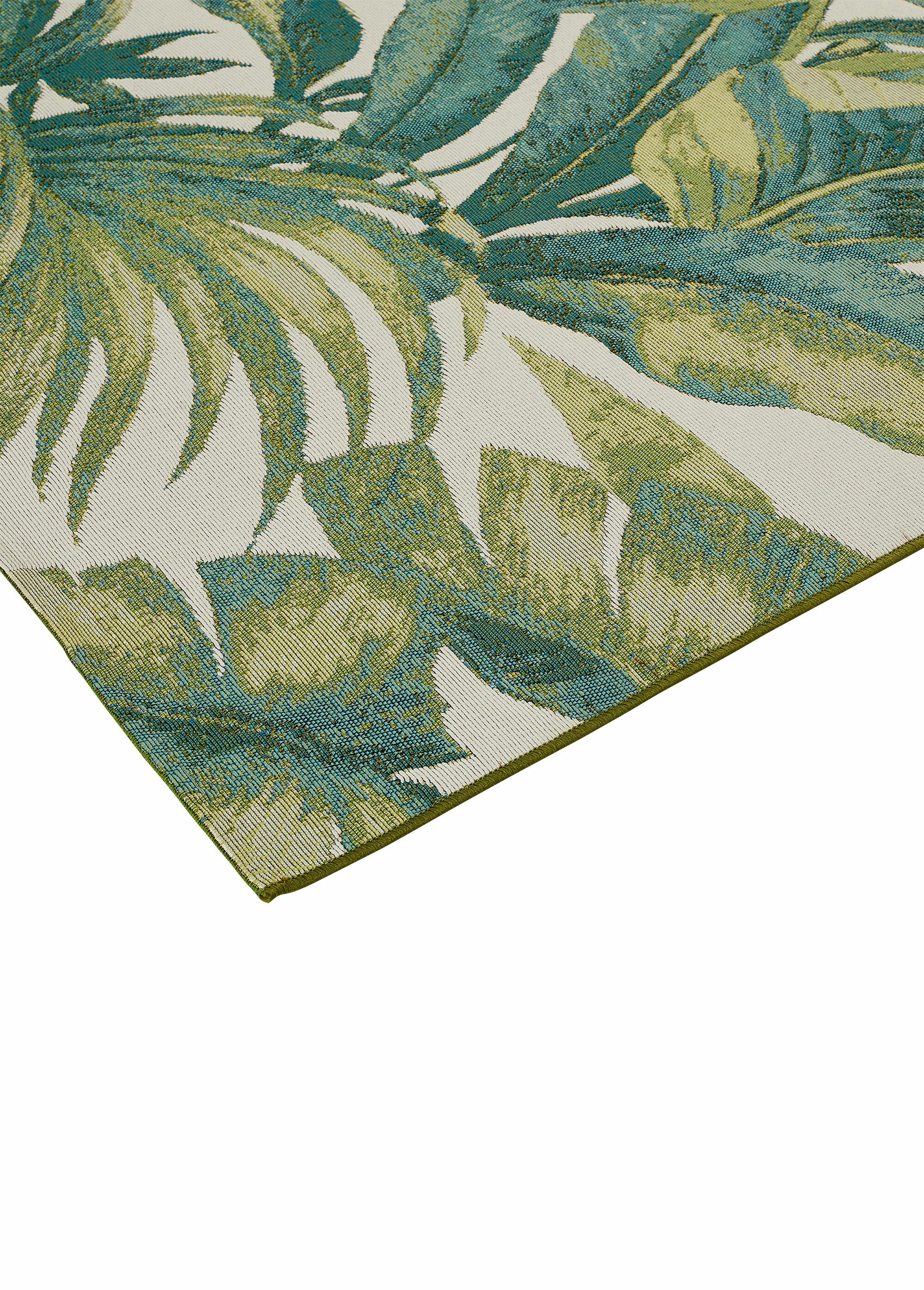Tapis d'extérieur motif feuilles/fleurs VERT JJA-209098 DE1