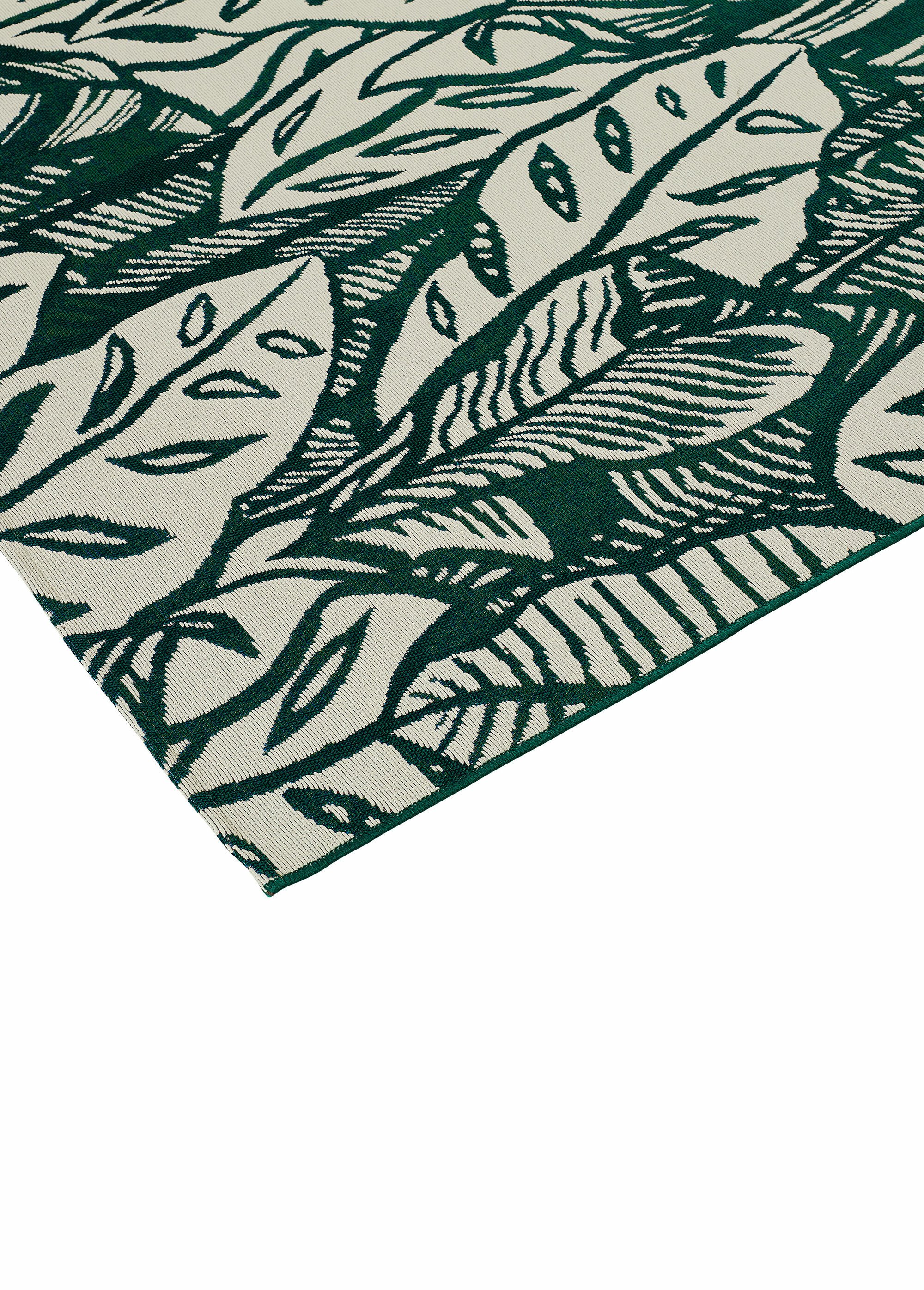 Tapis d'extérieur motif feuilles/fleurs NOIR JJA-209098 DE1