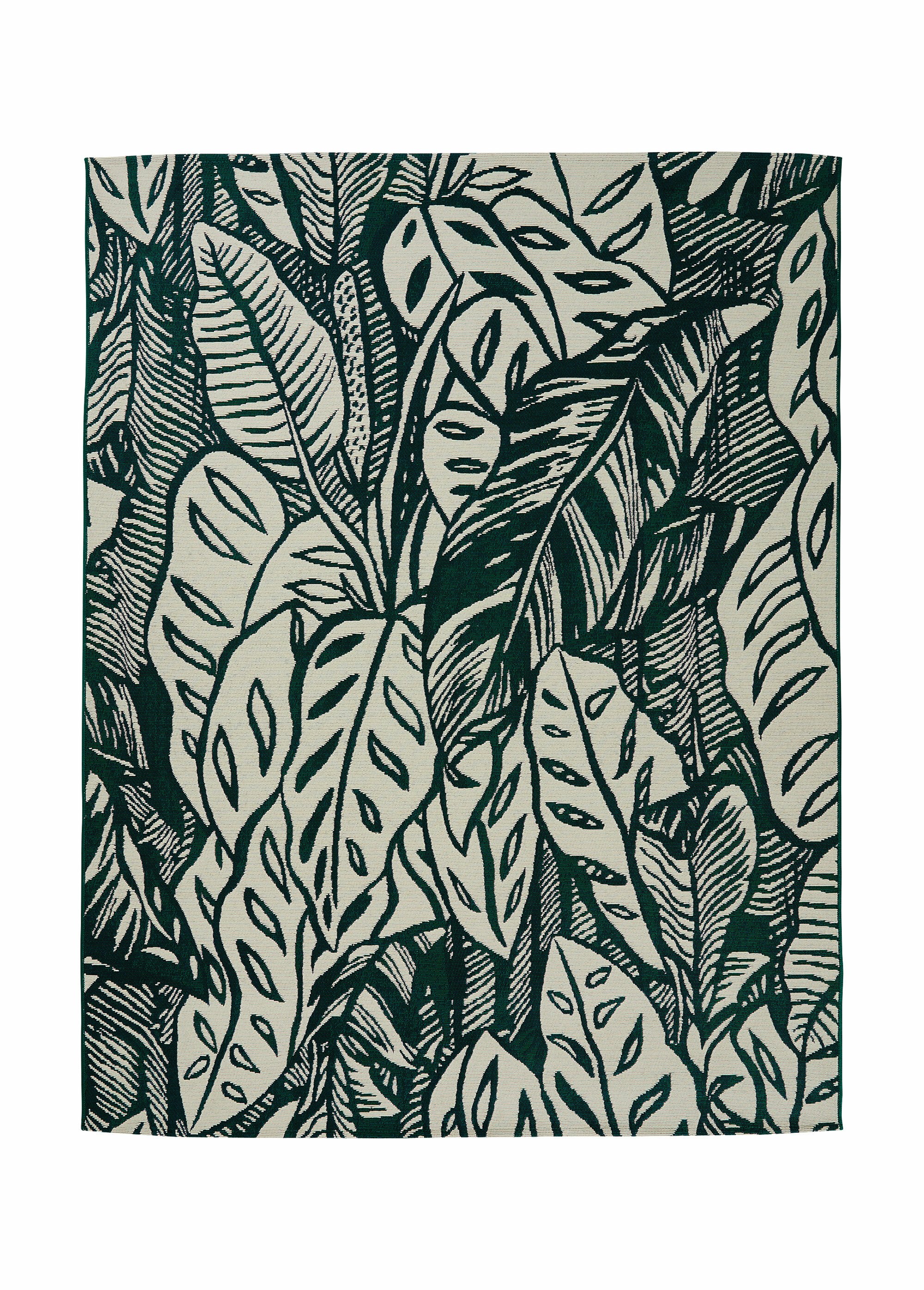 Tapis d'extérieur motif feuilles/fleurs NOIR JJA-209098 FA1