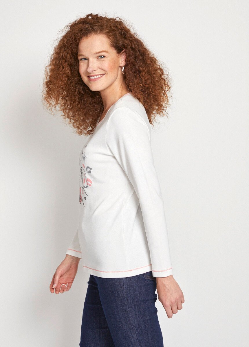 T-shirt court col rond motif brillant Femme Beige CUSCO DR1