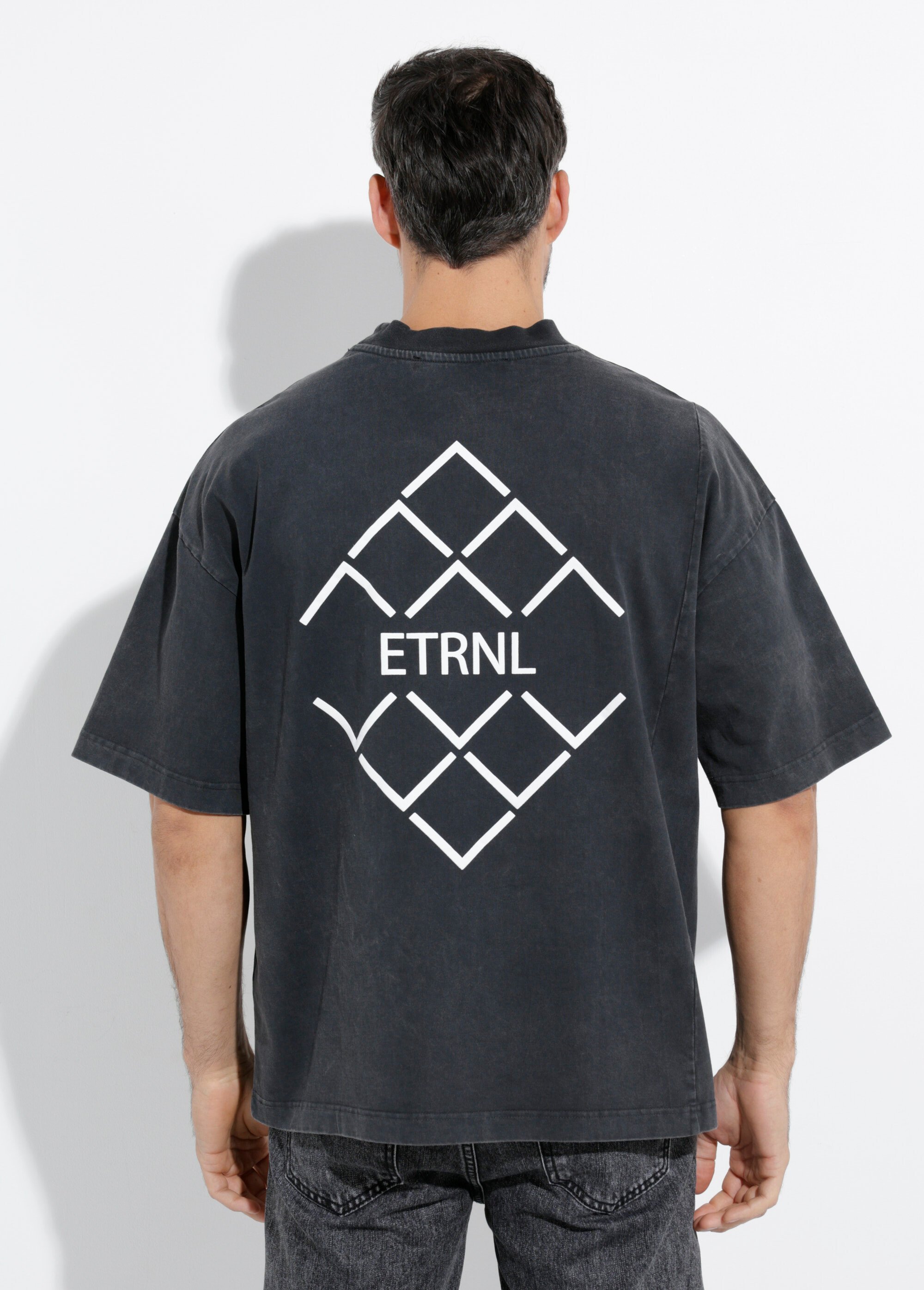 T-shirt inscriptions devant et dos Homme Noir IKA-25002 DO1