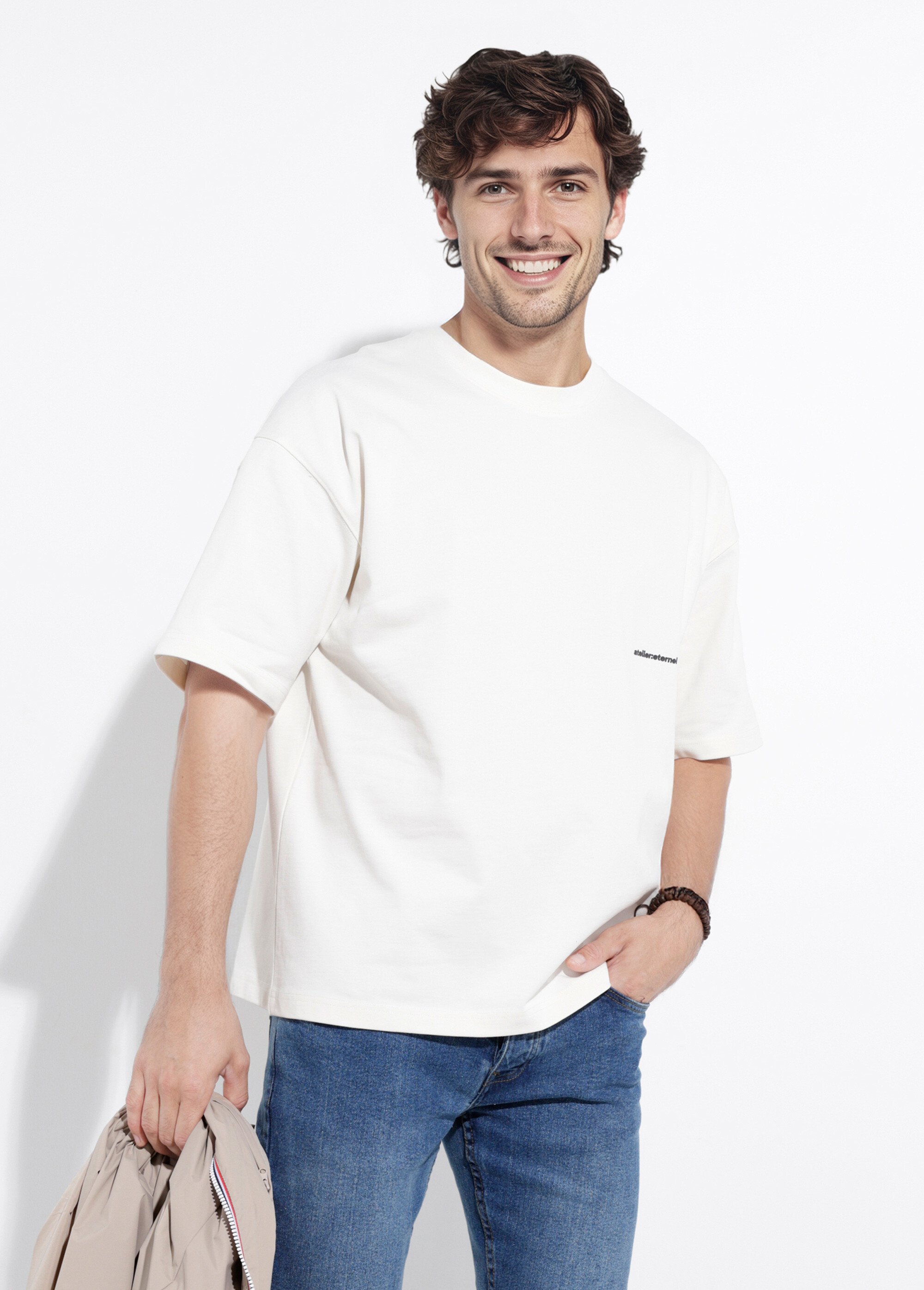 T-shirt inscriptions devant et dos Homme Beige IKA-25002 MV1