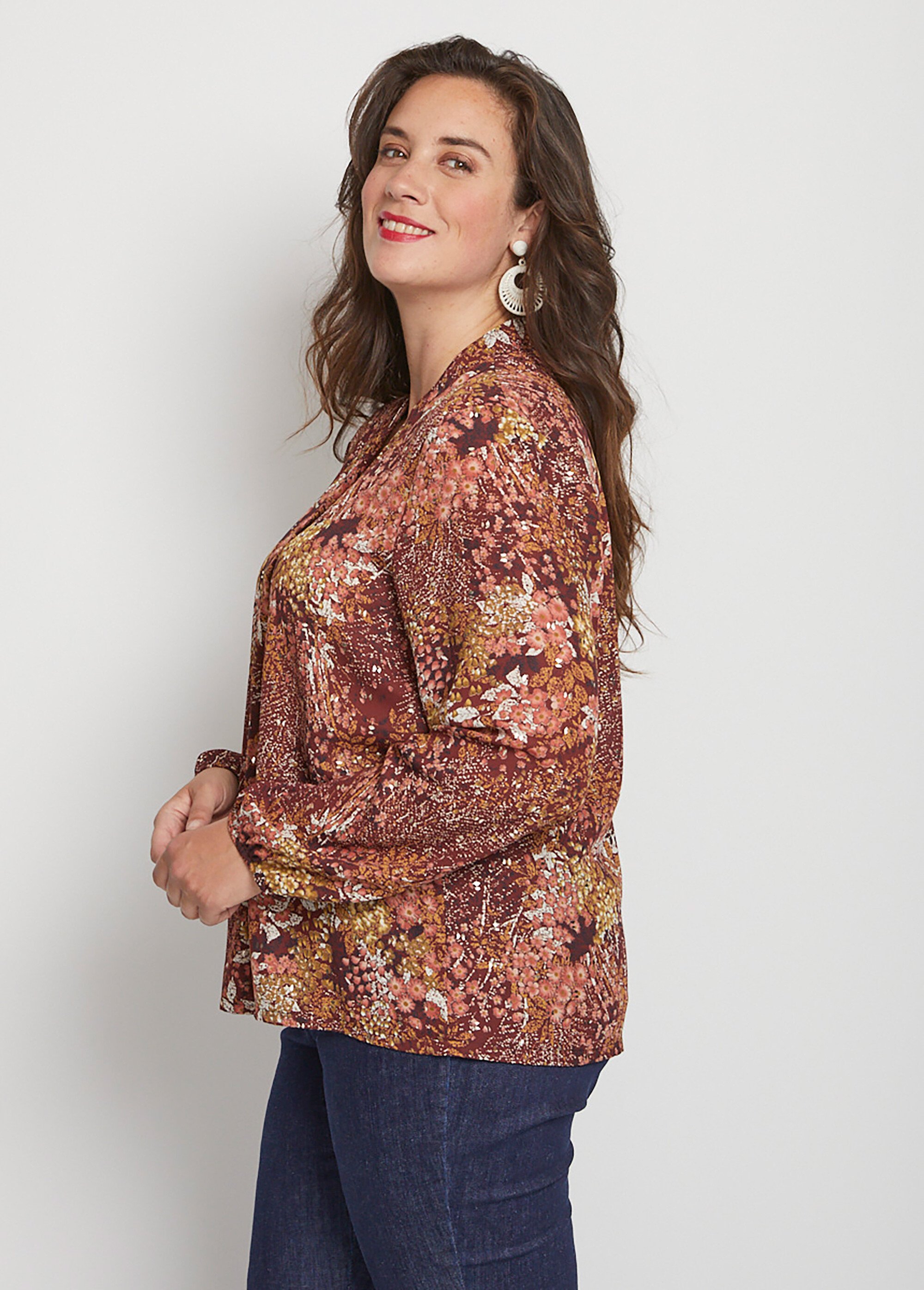 Tunique ample imprimée manches longues Femme Grande Taille Violet COCOVA DR1